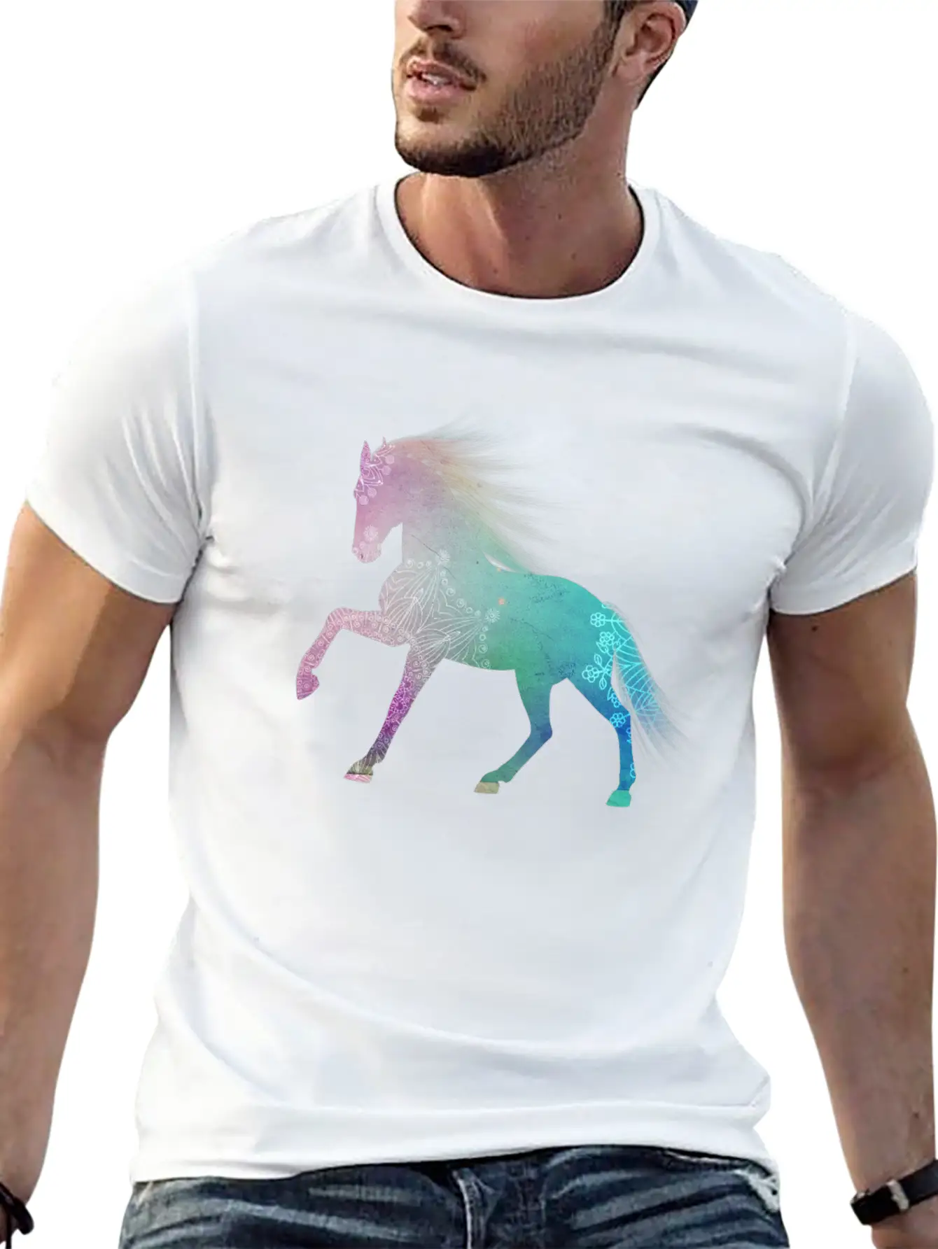 Mandala Horse Unisex Short Sleeve Soft Cotton T-Shirt – Casual Everyday Wear