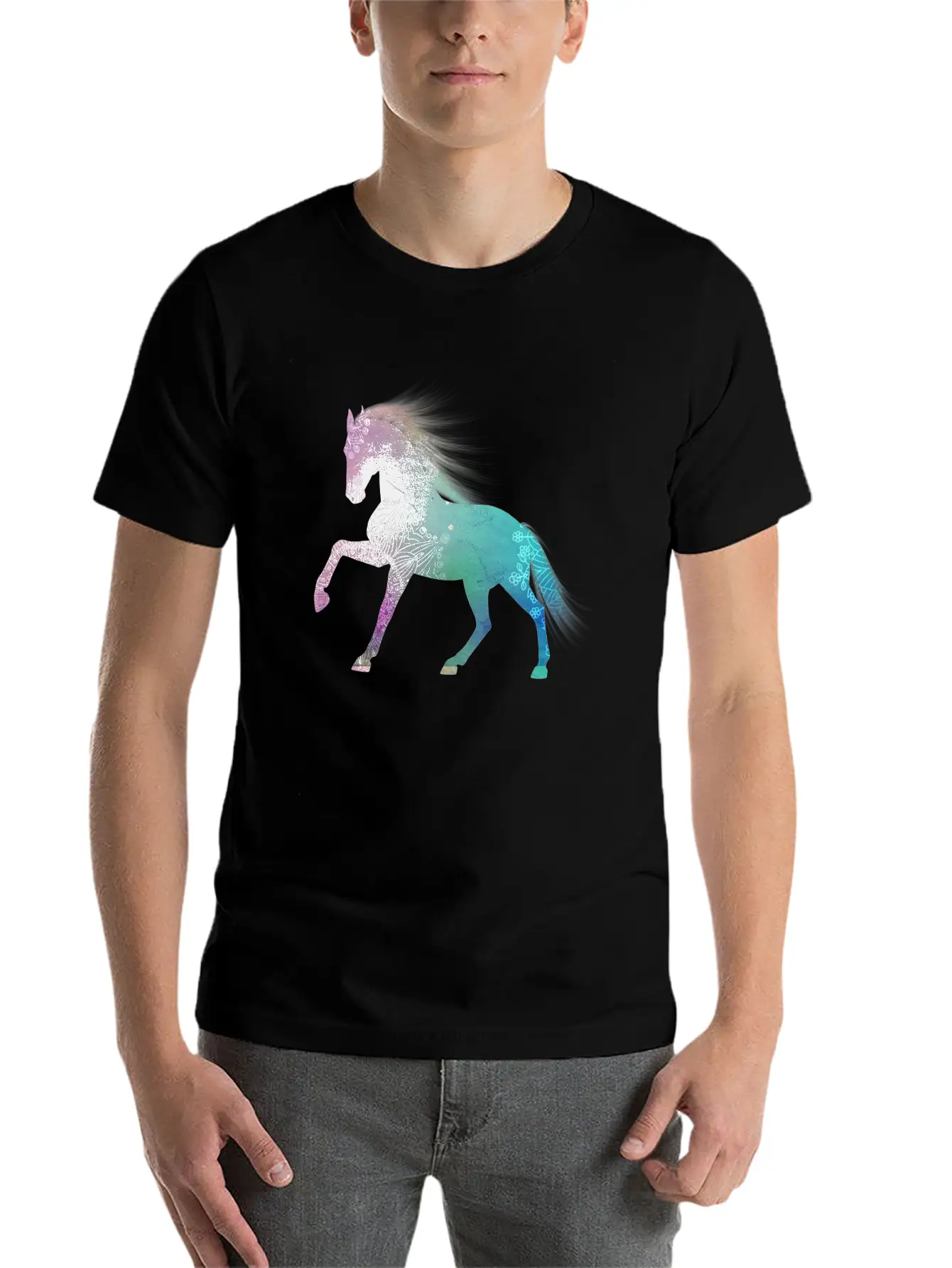Mandala Horse Unisex Short Sleeve Soft Cotton T-Shirt – Casual Everyday Wear