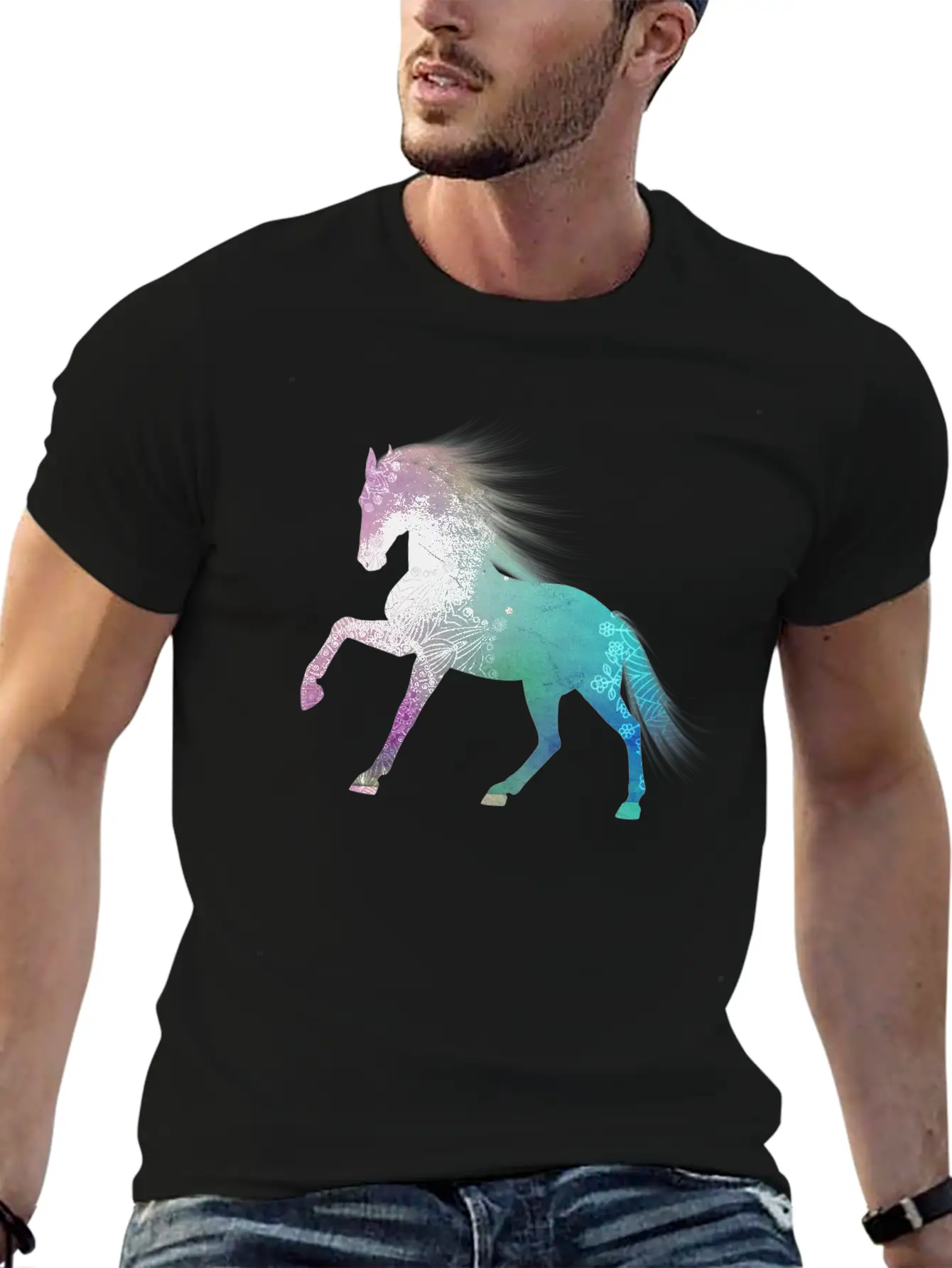Mandala Horse Unisex Short Sleeve Soft Cotton T-Shirt – Casual Everyday Wear