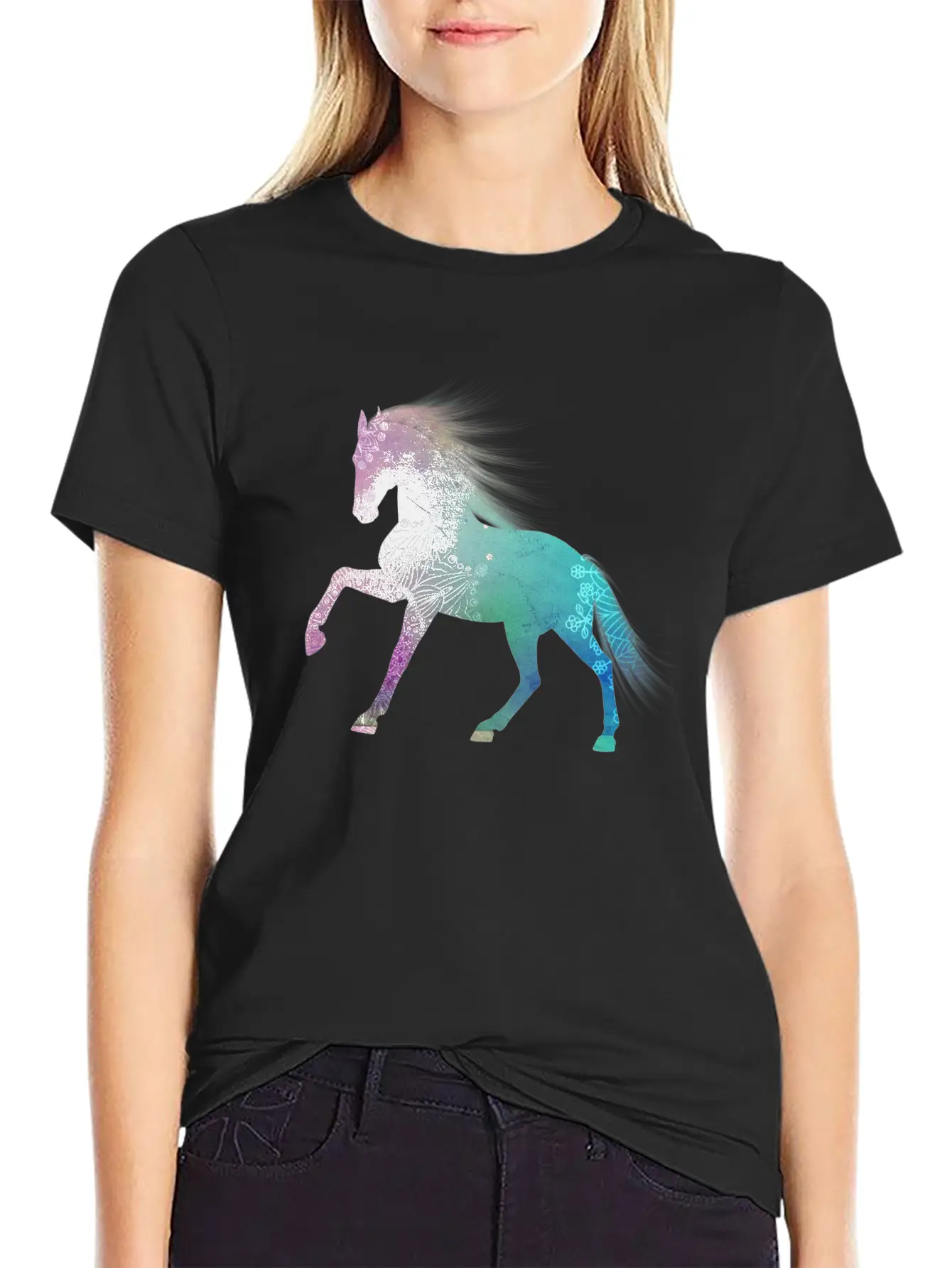 Mandala Horse Unisex Short Sleeve Soft Cotton T-Shirt – Casual Everyday Wear