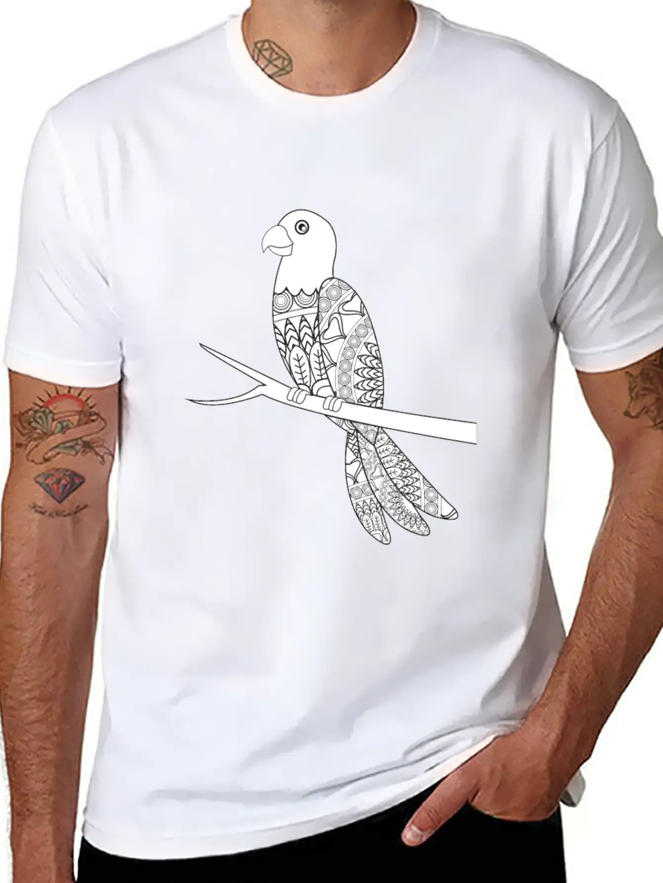Mandala Parrot Essential Unisex Summer Tee – Soft Cotton Casual Fit