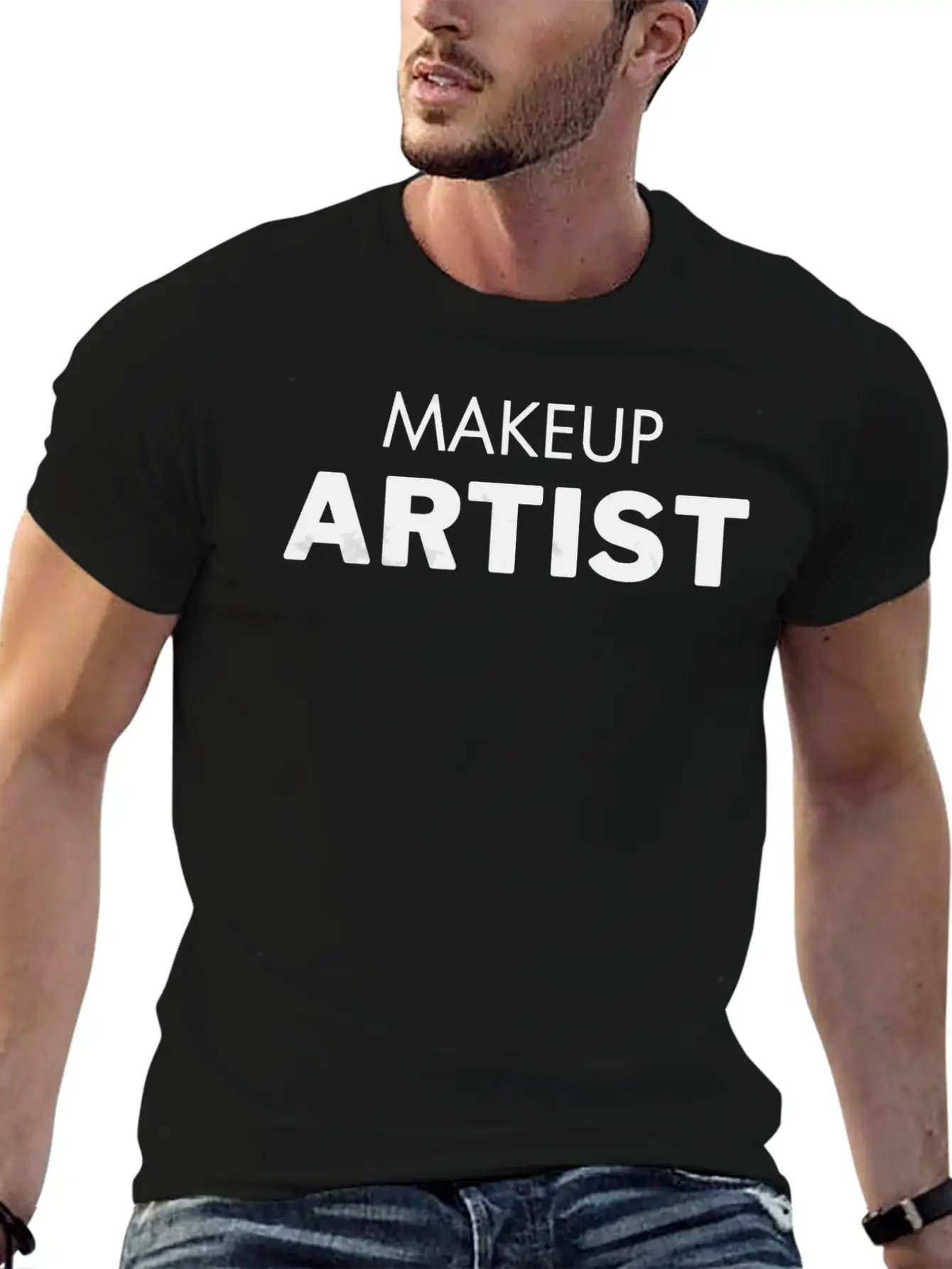 Marble Typography MAKEUP ARTIST Cool Gifts Stylish Everyday T-Shirt – Unisex Basic Cotton Tee