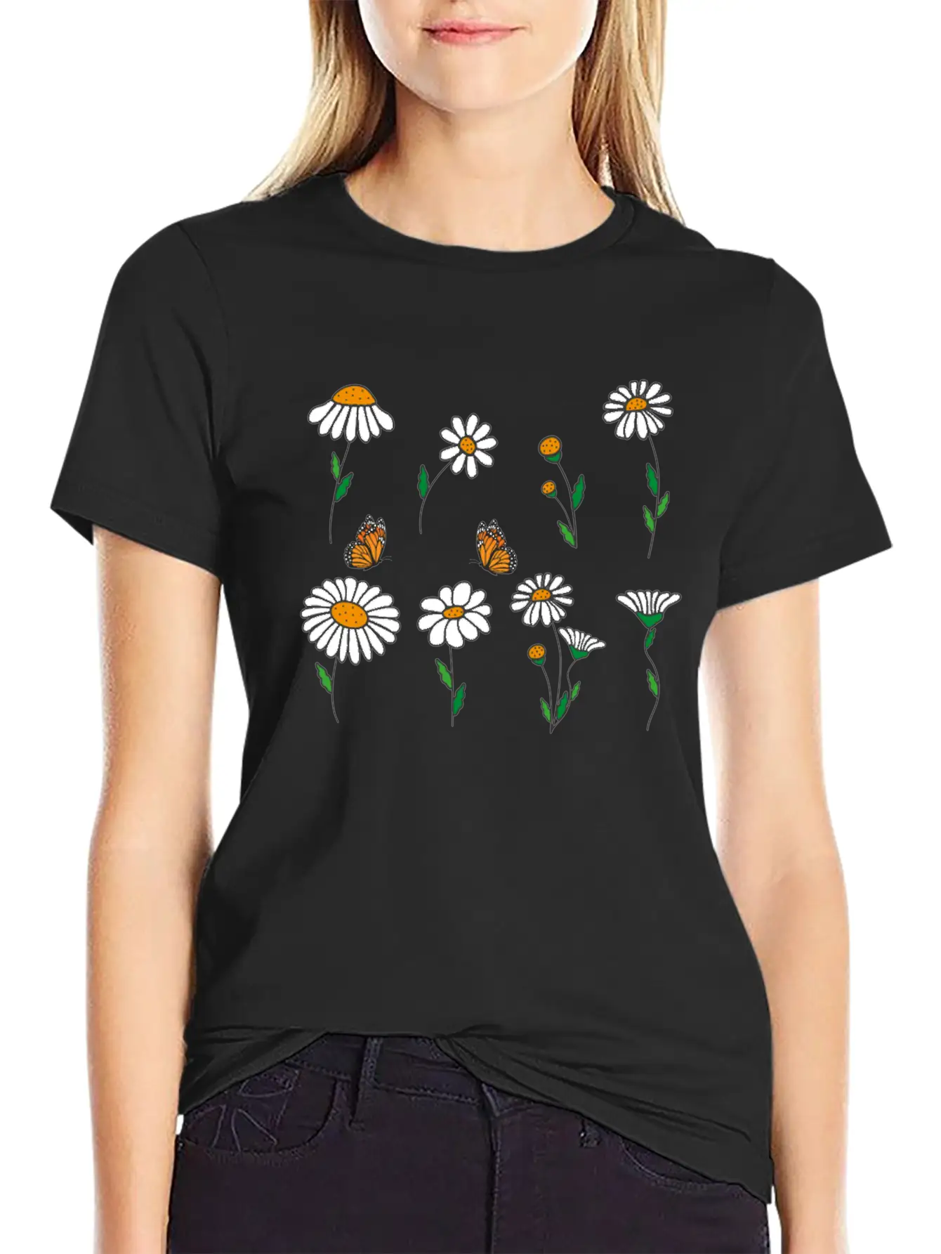 Marguerites Daisy Summer Daisies Flower Garden Unisex Short Sleeve Soft Cotton T-Shirt – Casual Everyday Wear