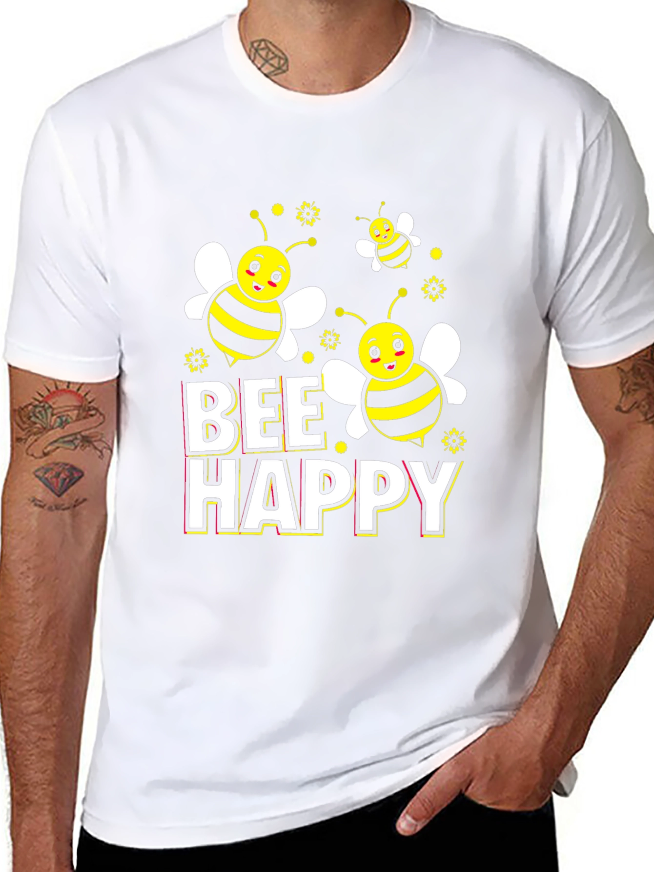 Bee Happy Graphic T-Shirt - Black