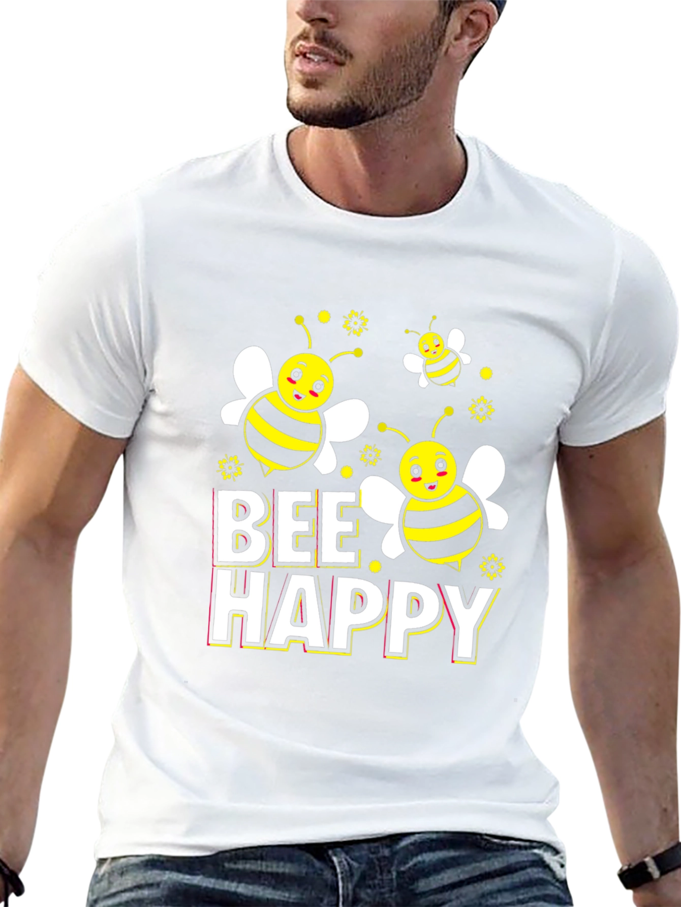 Bee Happy Graphic T-Shirt - Black