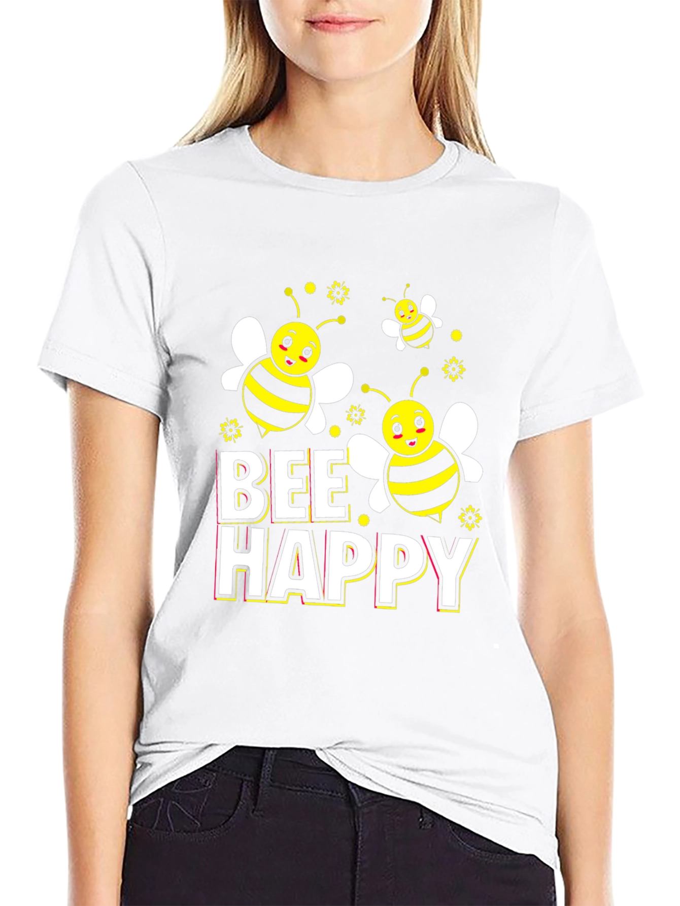 Bee Happy Graphic T-Shirt - Black