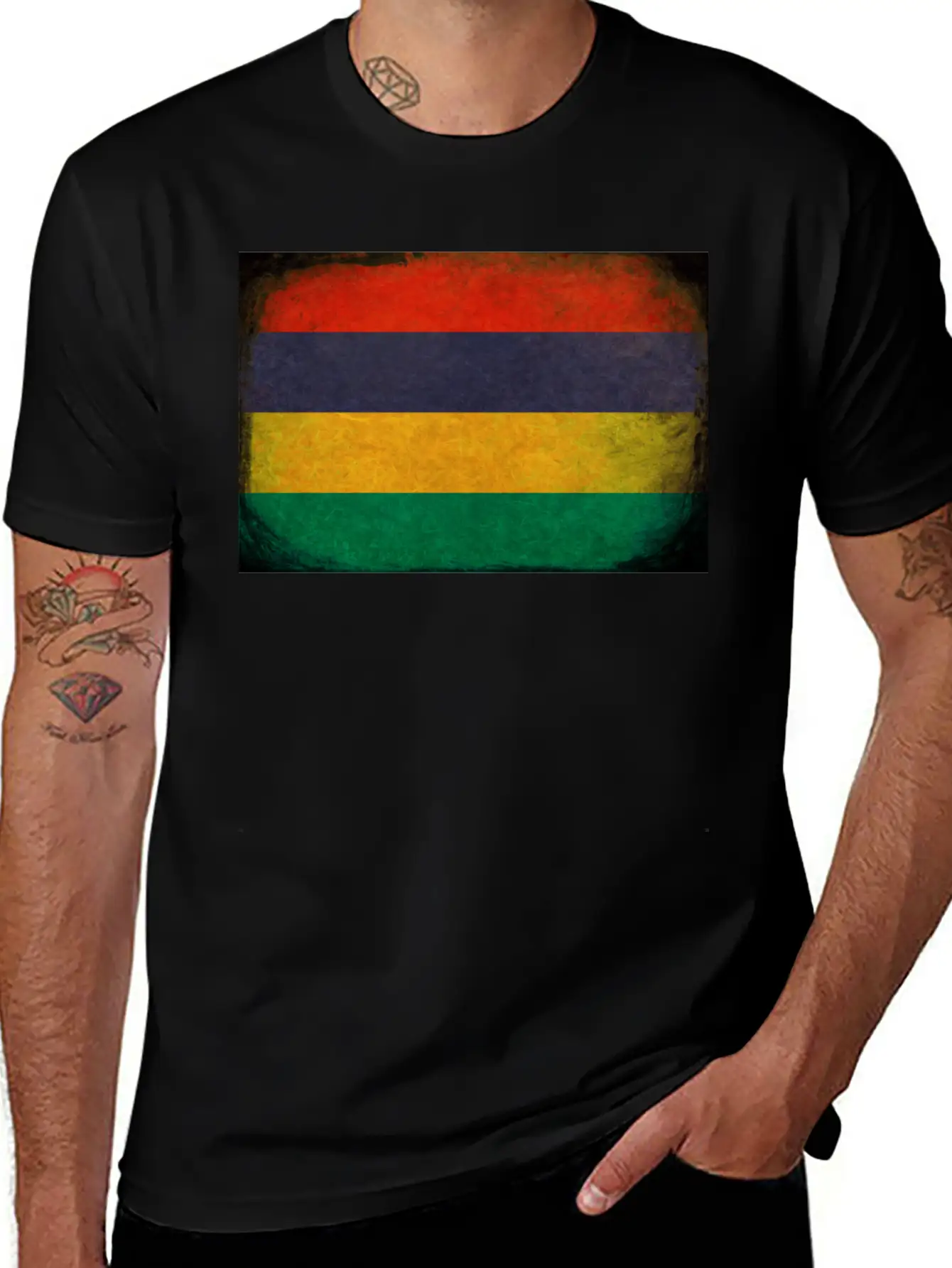 Mauritian Flag Unisex Short Sleeve Soft Cotton T-Shirt – Casual Everyday Wear