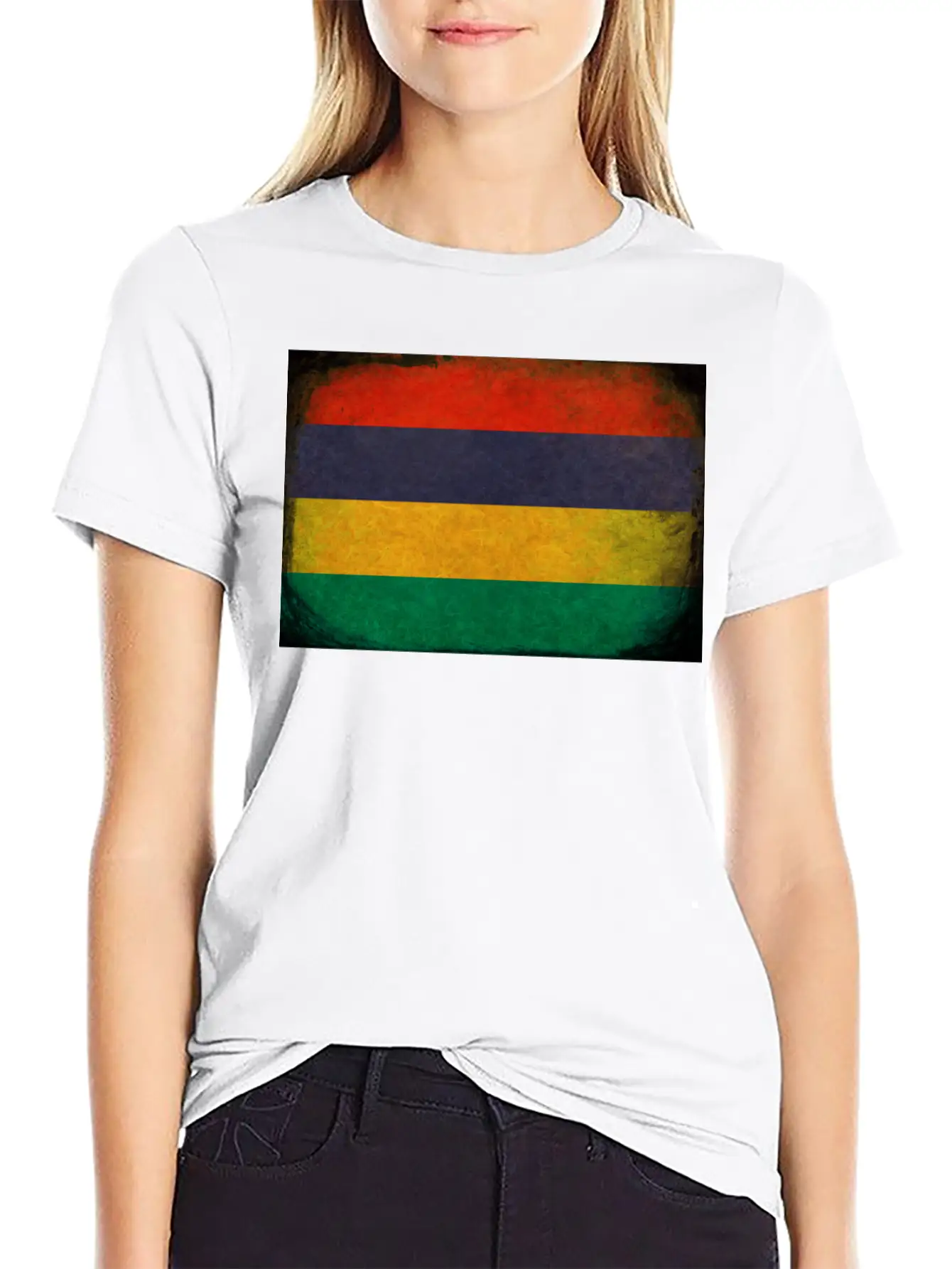 Mauritian Flag Unisex Short Sleeve Soft Cotton T-Shirt – Casual Everyday Wear
