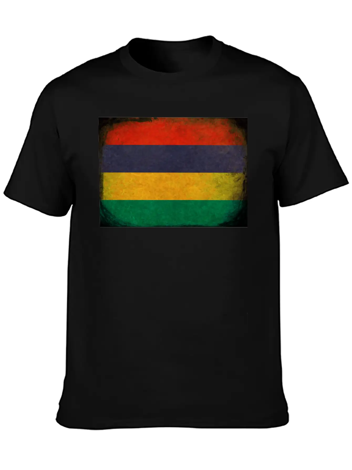 Mauritian Flag Unisex Short Sleeve Soft Cotton T-Shirt – Casual Everyday Wear