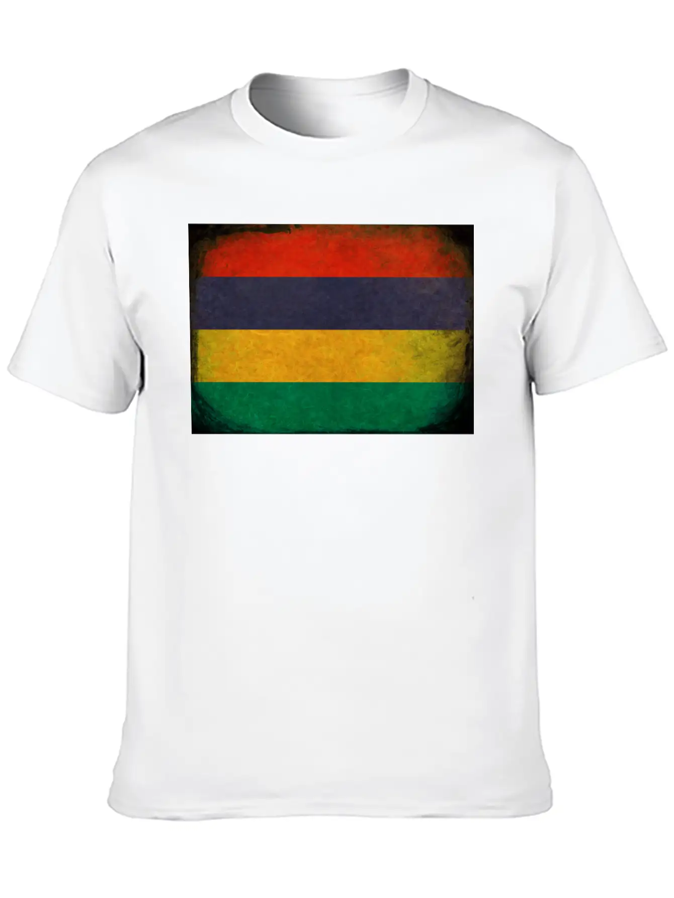 Mauritian Flag Unisex Short Sleeve Soft Cotton T-Shirt – Casual Everyday Wear
