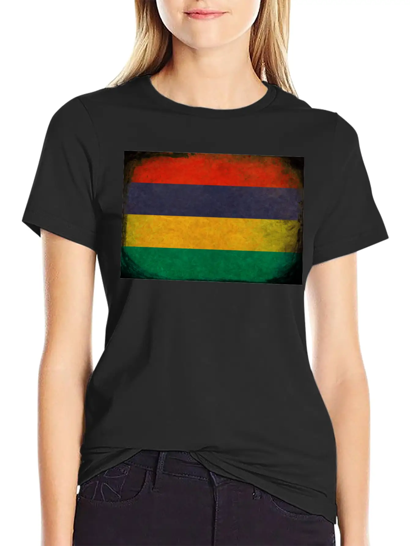 Mauritian Flag Unisex Short Sleeve Soft Cotton T-Shirt – Casual Everyday Wear