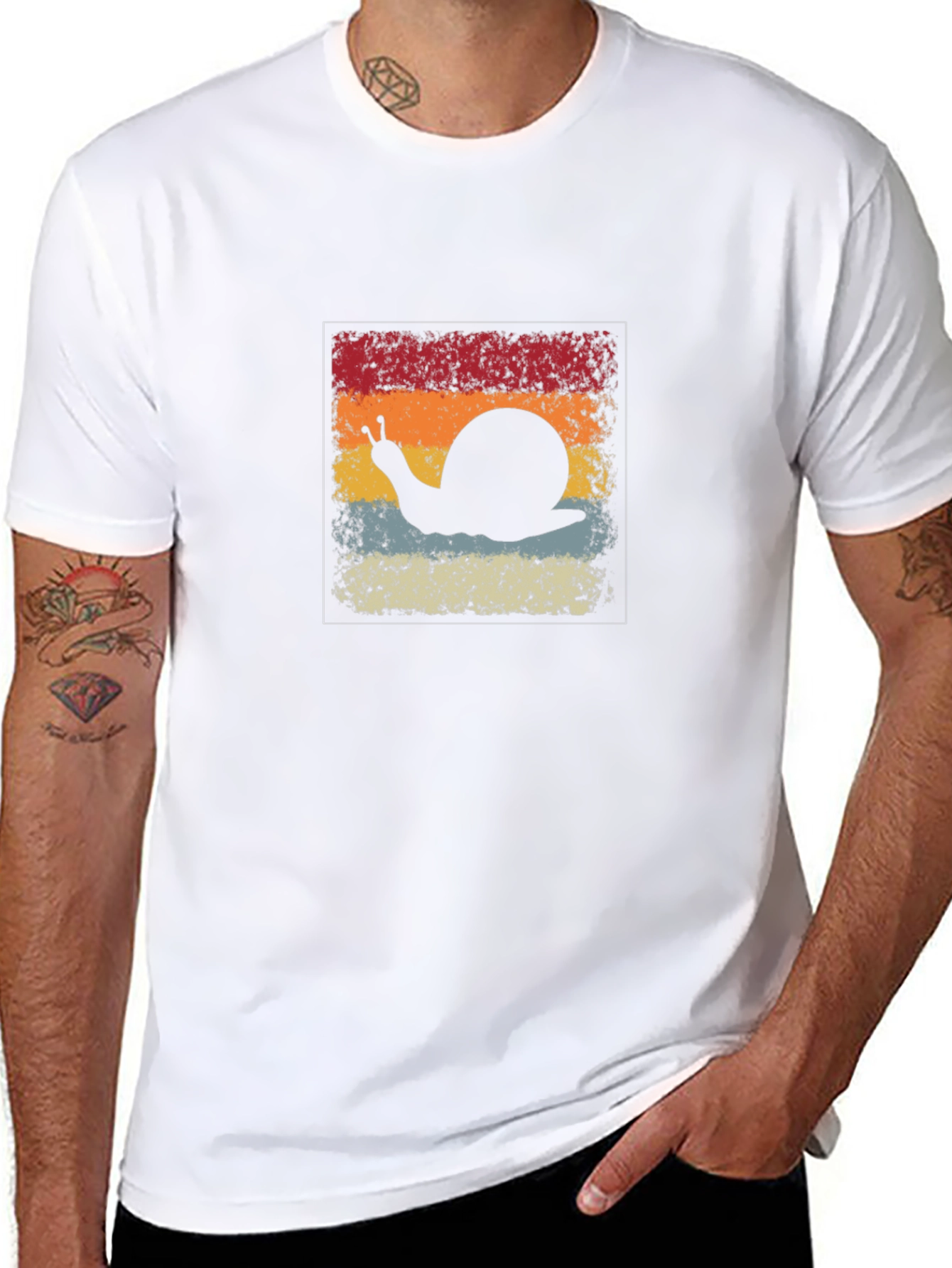 Retro Snail Graphic Tee - Black Cotton Blend