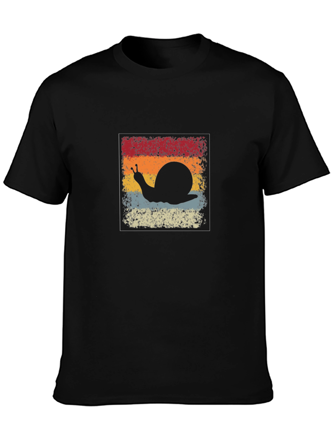 Retro Snail Graphic Tee - Black Cotton Blend