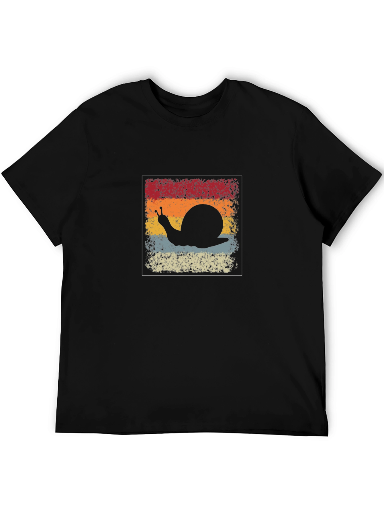 Retro Snail Graphic Tee - Black Cotton Blend