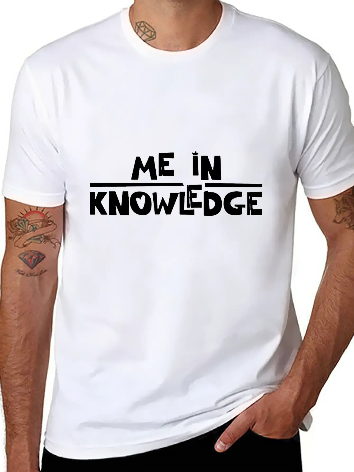 Me In Knowledge Funny Essential Unisex Summer Tee – Soft Cotton Casual Fit