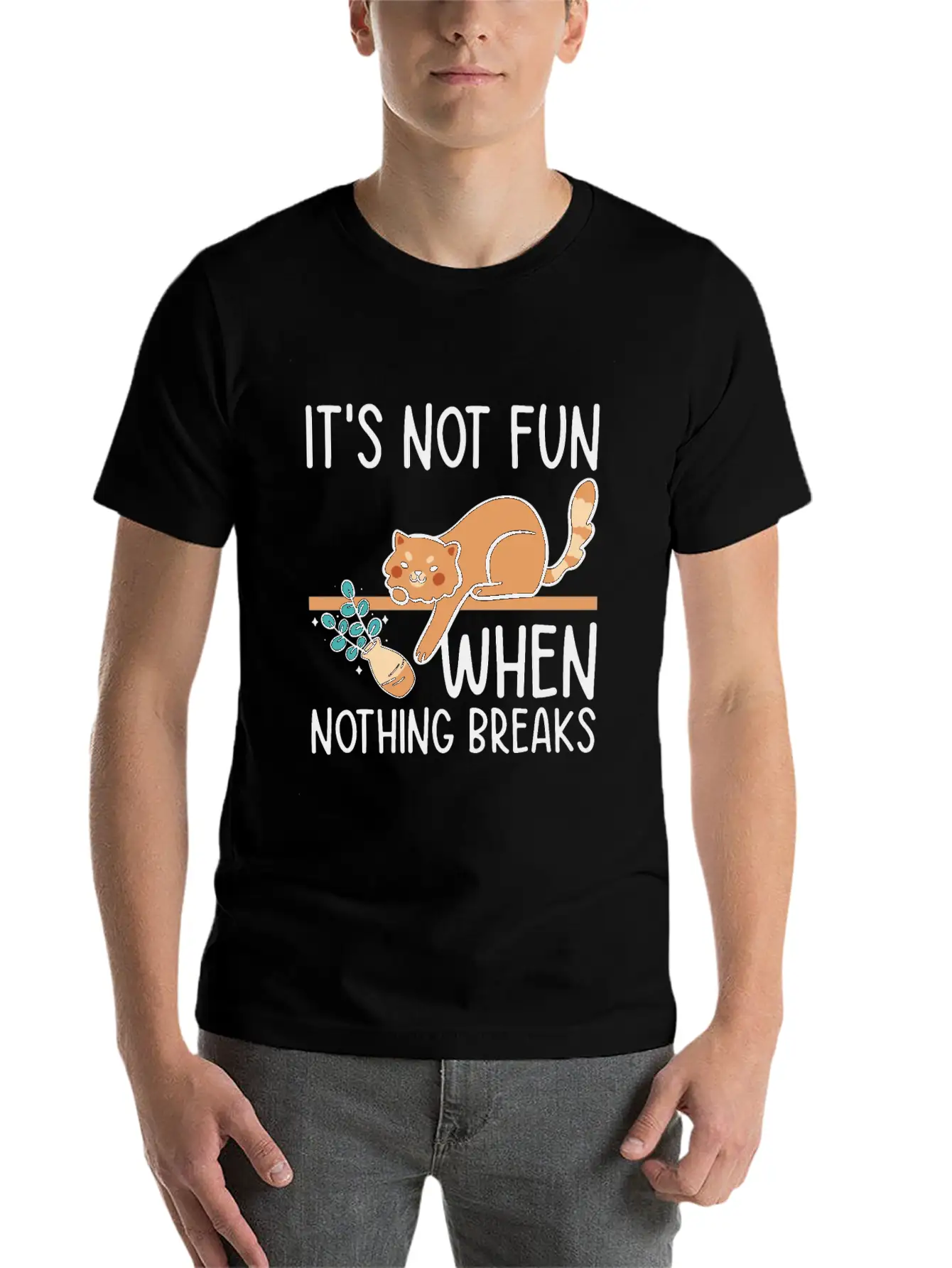 Mean Cat Drawing Line Art Cat Owner Pet Cat Essential Unisex Summer Tee – Soft Cotton Casual Fit