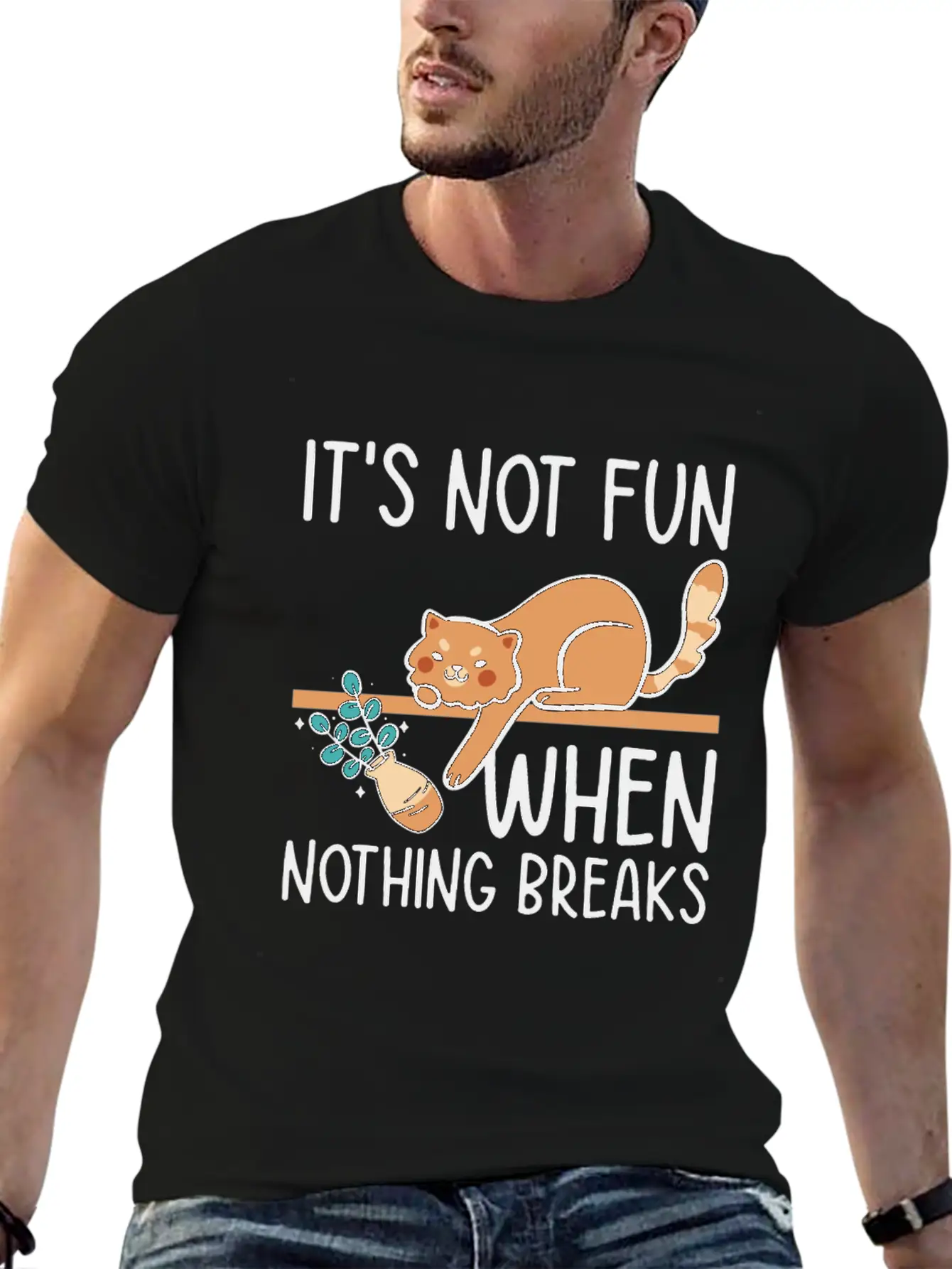 Mean Cat Drawing Line Art Cat Owner Pet Cat Essential Unisex Summer Tee – Soft Cotton Casual Fit