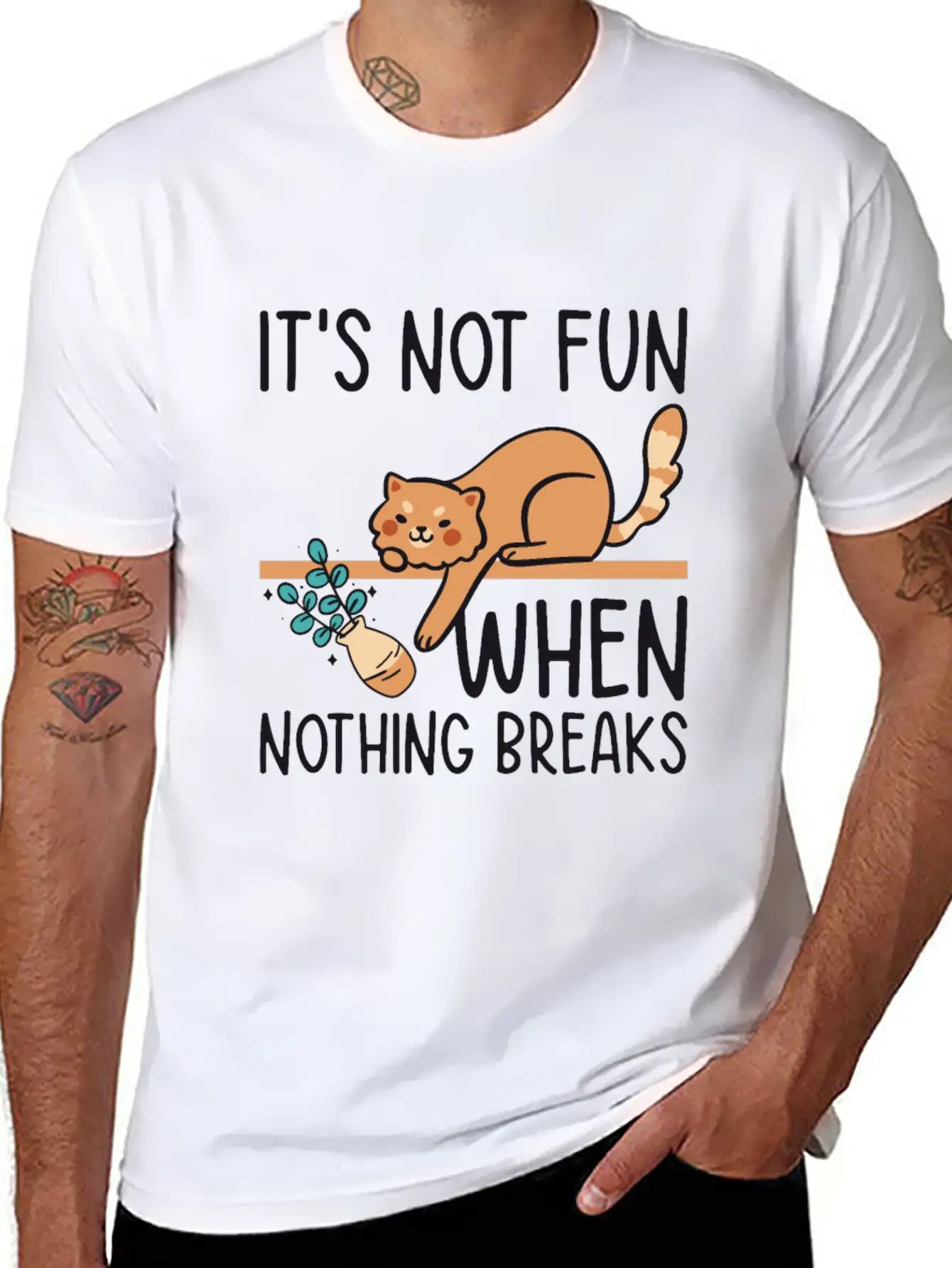 Mean Cat Drawing Line Art Cat Owner Pet Cat Essential Unisex Summer Tee – Soft Cotton Casual Fit