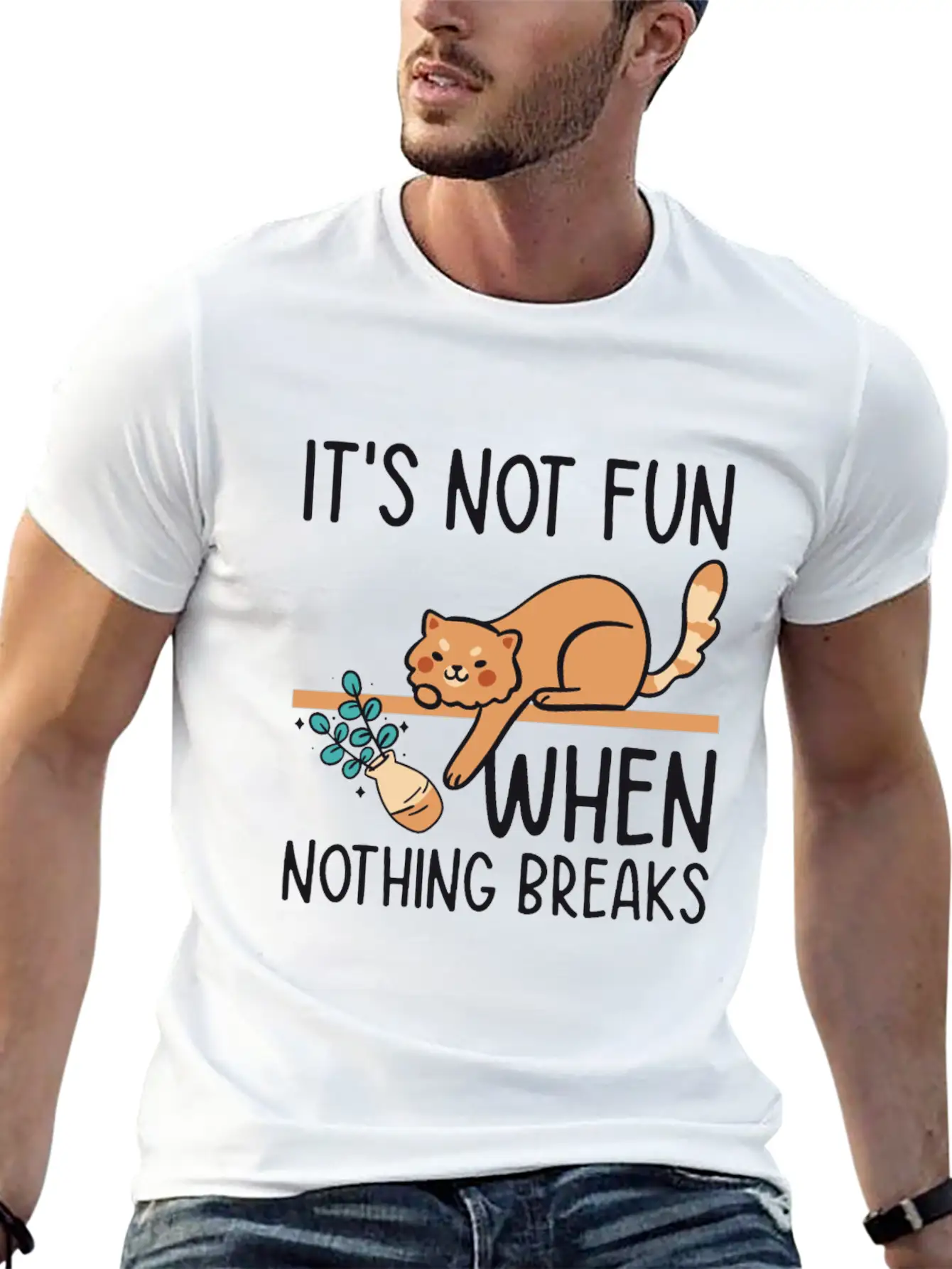 Mean Cat Drawing Line Art Cat Owner Pet Cat Essential Unisex Summer Tee – Soft Cotton Casual Fit