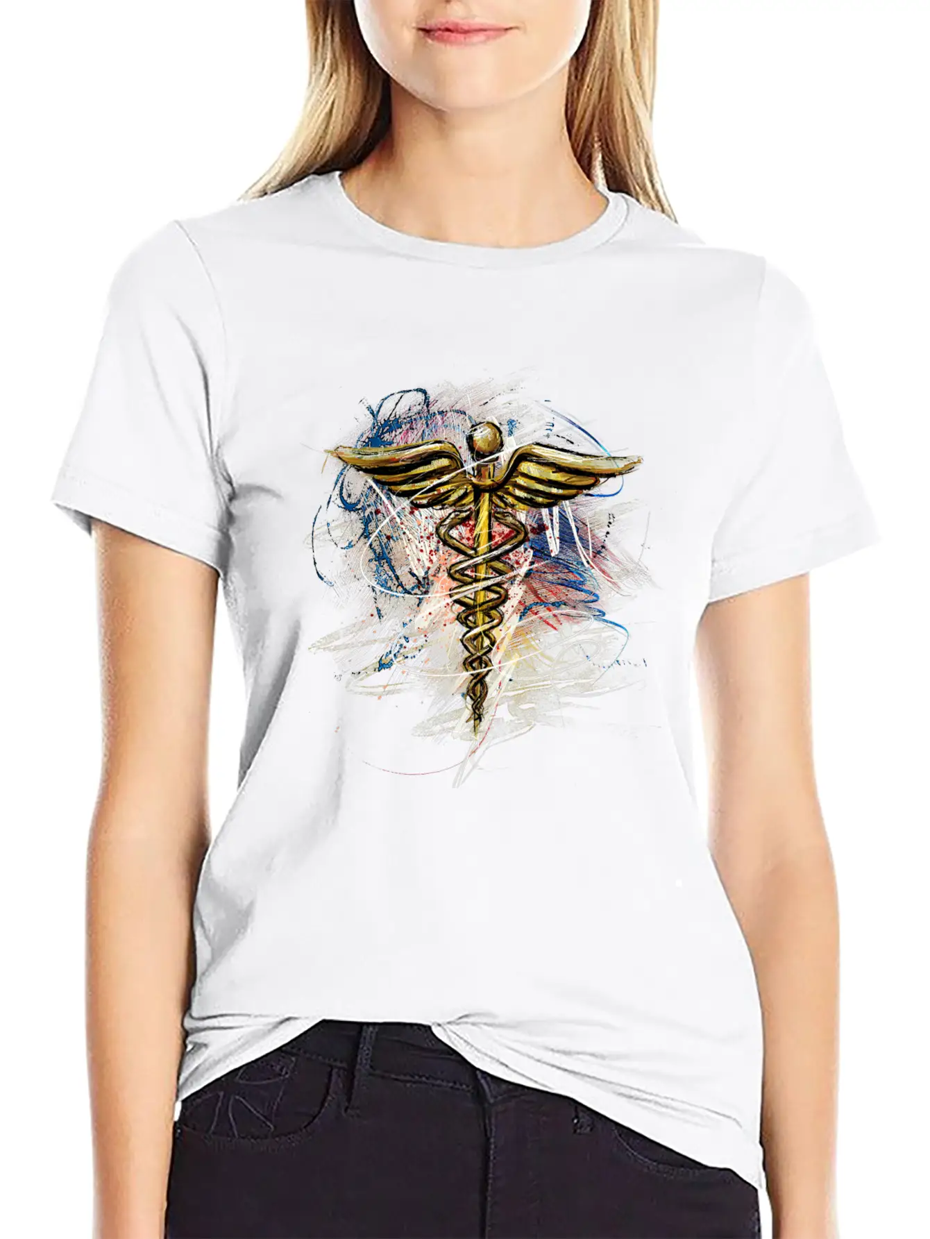Medical Symbol Grunge Paint Comfortable Minimalist Graphic Tee – Summer Style Essential