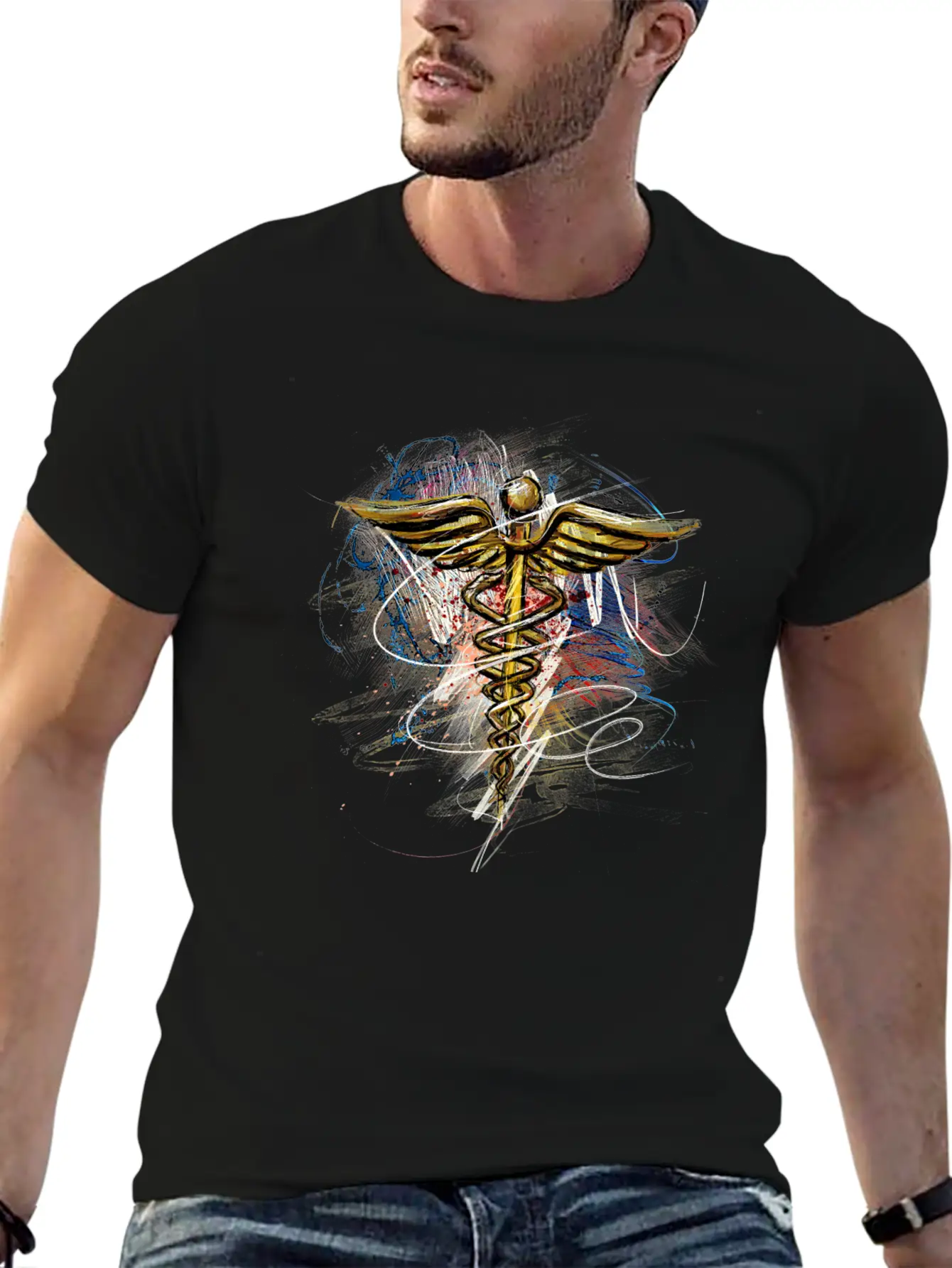 Medical Symbol Grunge Paint Comfortable Minimalist Graphic Tee – Summer Style Essential