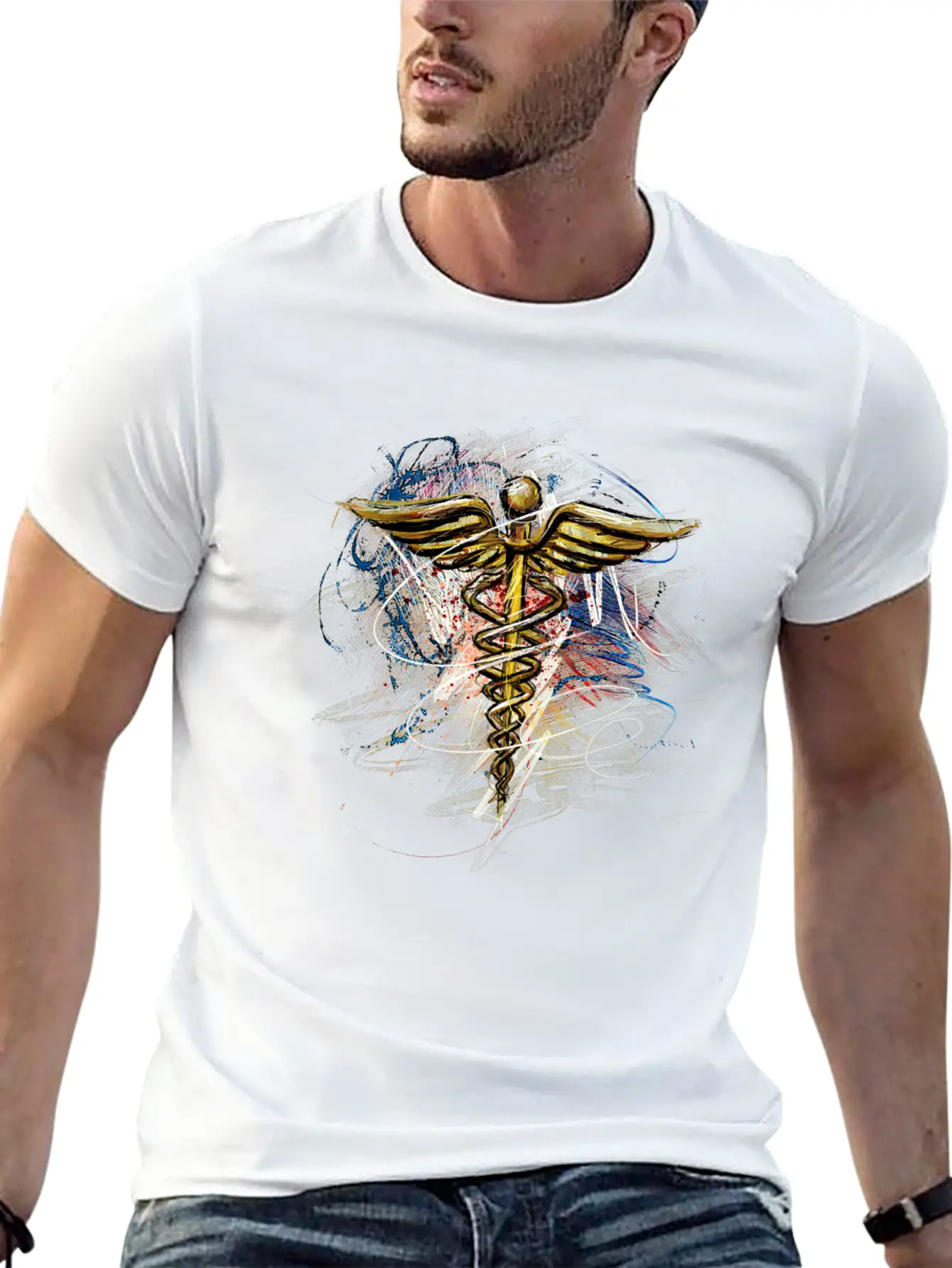 Medical Symbol Grunge Paint Comfortable Minimalist Graphic Tee – Summer Style Essential