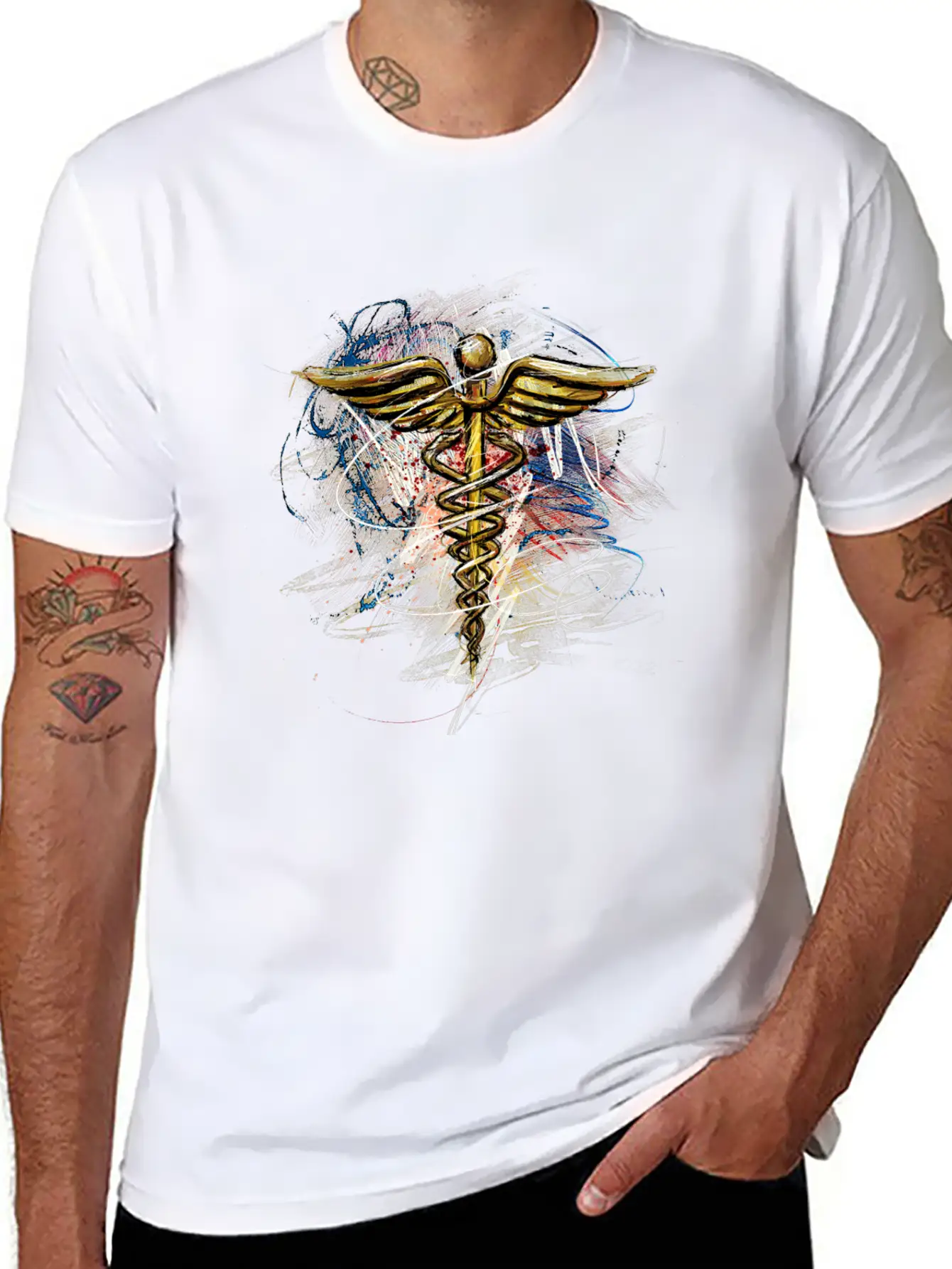 Medical Symbol Grunge Paint Comfortable Minimalist Graphic Tee – Summer Style Essential