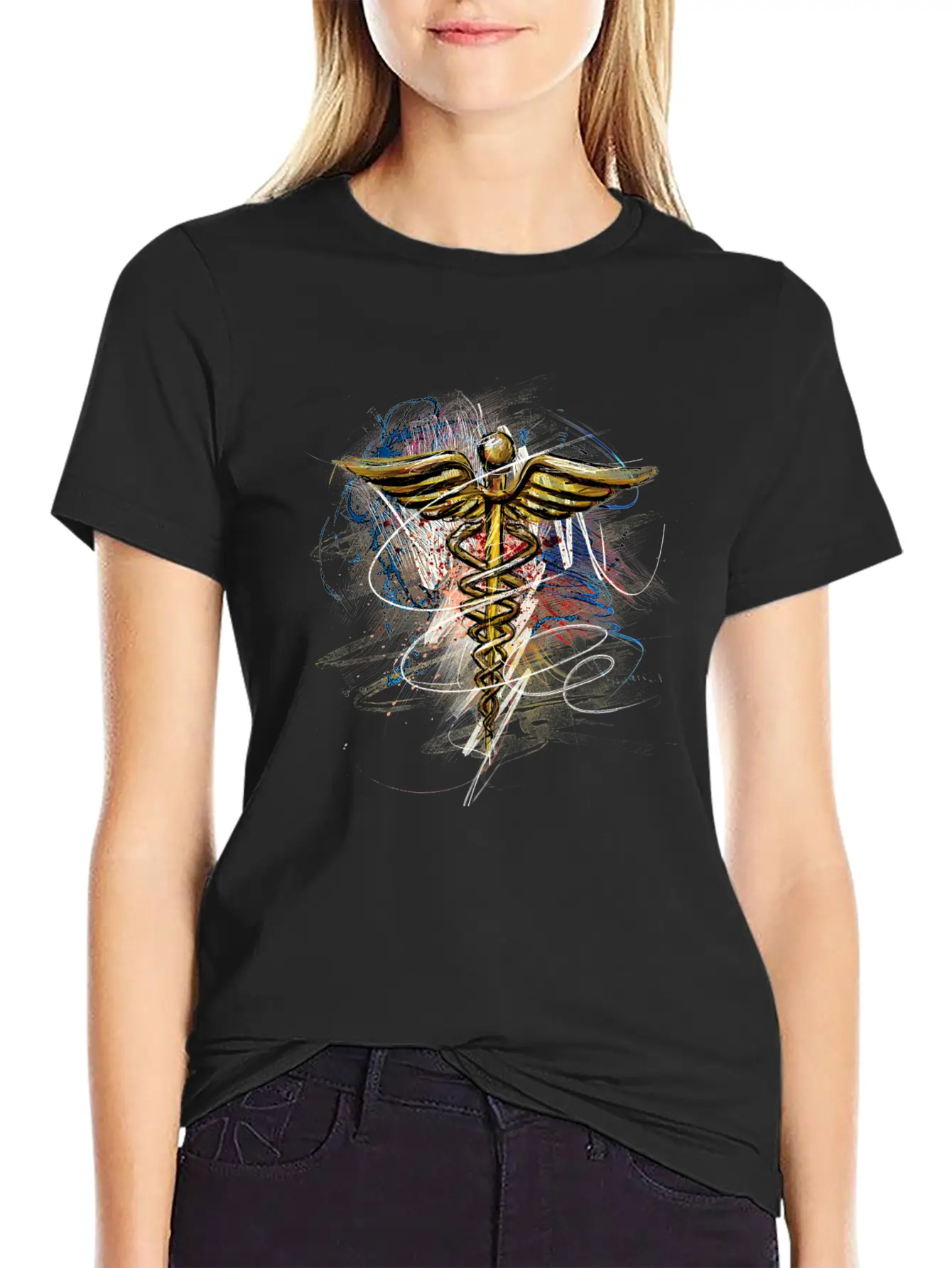Medical Symbol Grunge Paint Comfortable Minimalist Graphic Tee – Summer Style Essential