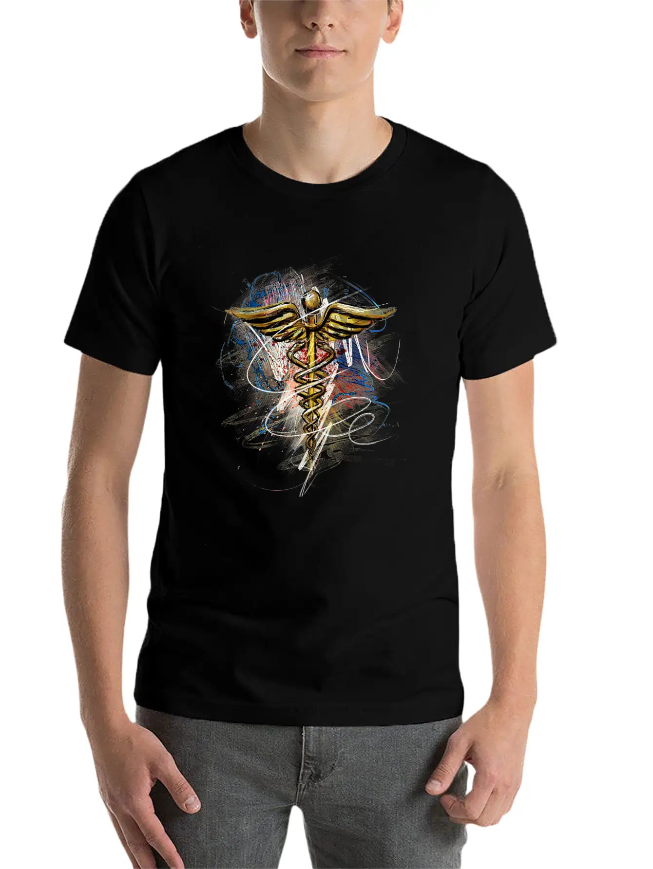 Medical Symbol Grunge Paint Comfortable Minimalist Graphic Tee – Summer Style Essential