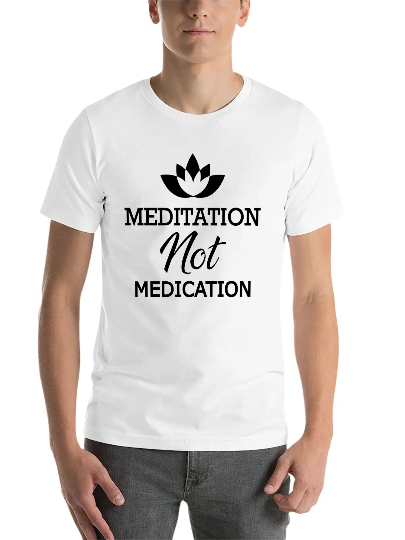 Meditation Not Medication Essential Unisex Summer Tee – Soft Cotton Casual Fit