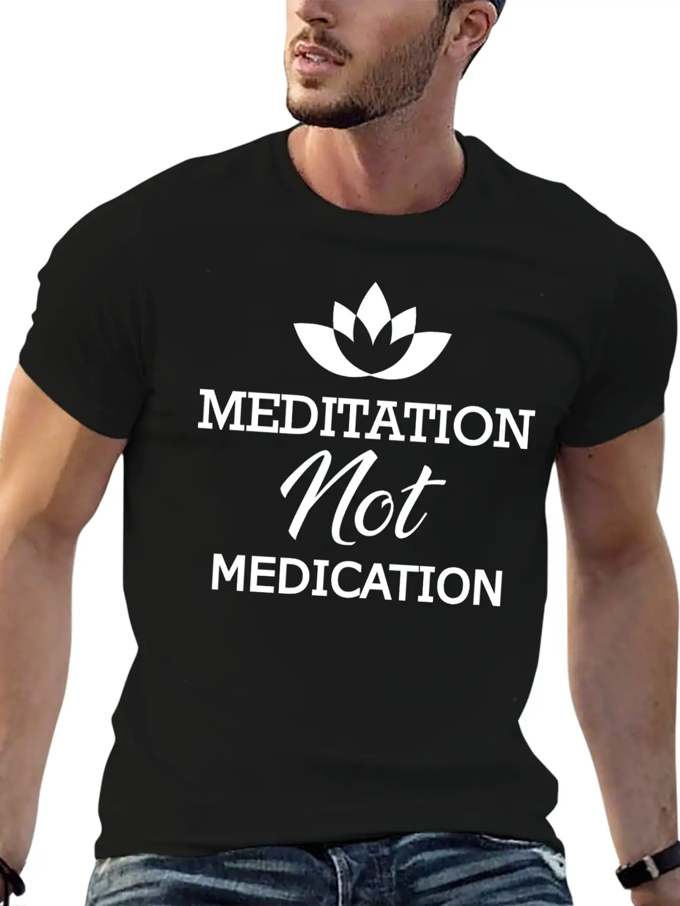 Meditation Not Medication Essential Unisex Summer Tee – Soft Cotton Casual Fit