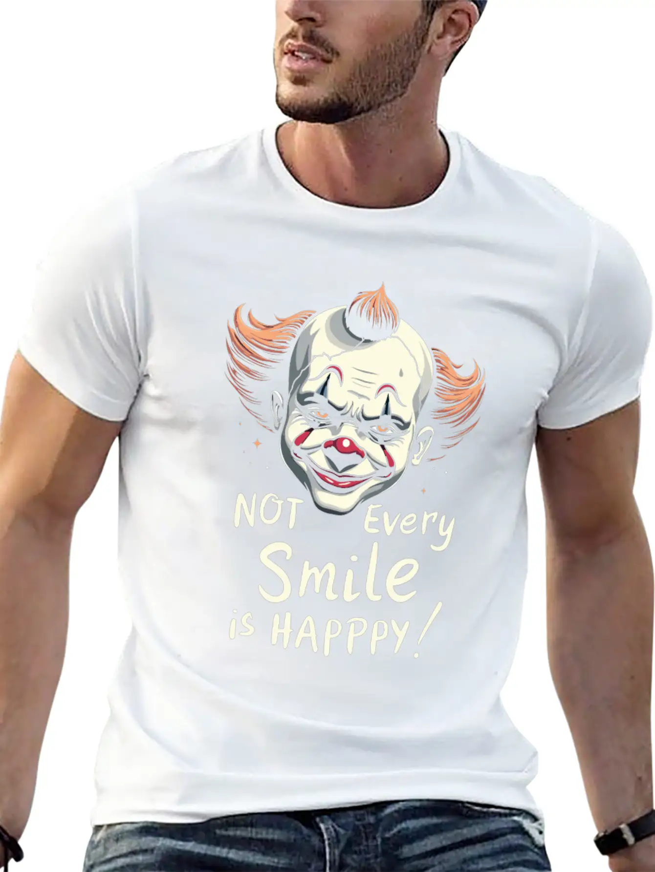 Melancholic Sad Clown Emotional Art Exploring Basic Graphic T-Shirt – Daily Comfort In Soft Cotton