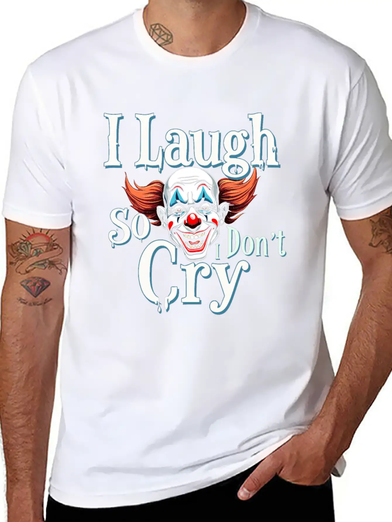 Melancholic Sad Clown Emotional Art Exploring Comfortable Minimalist Graphic Tee – Summer Style Essential