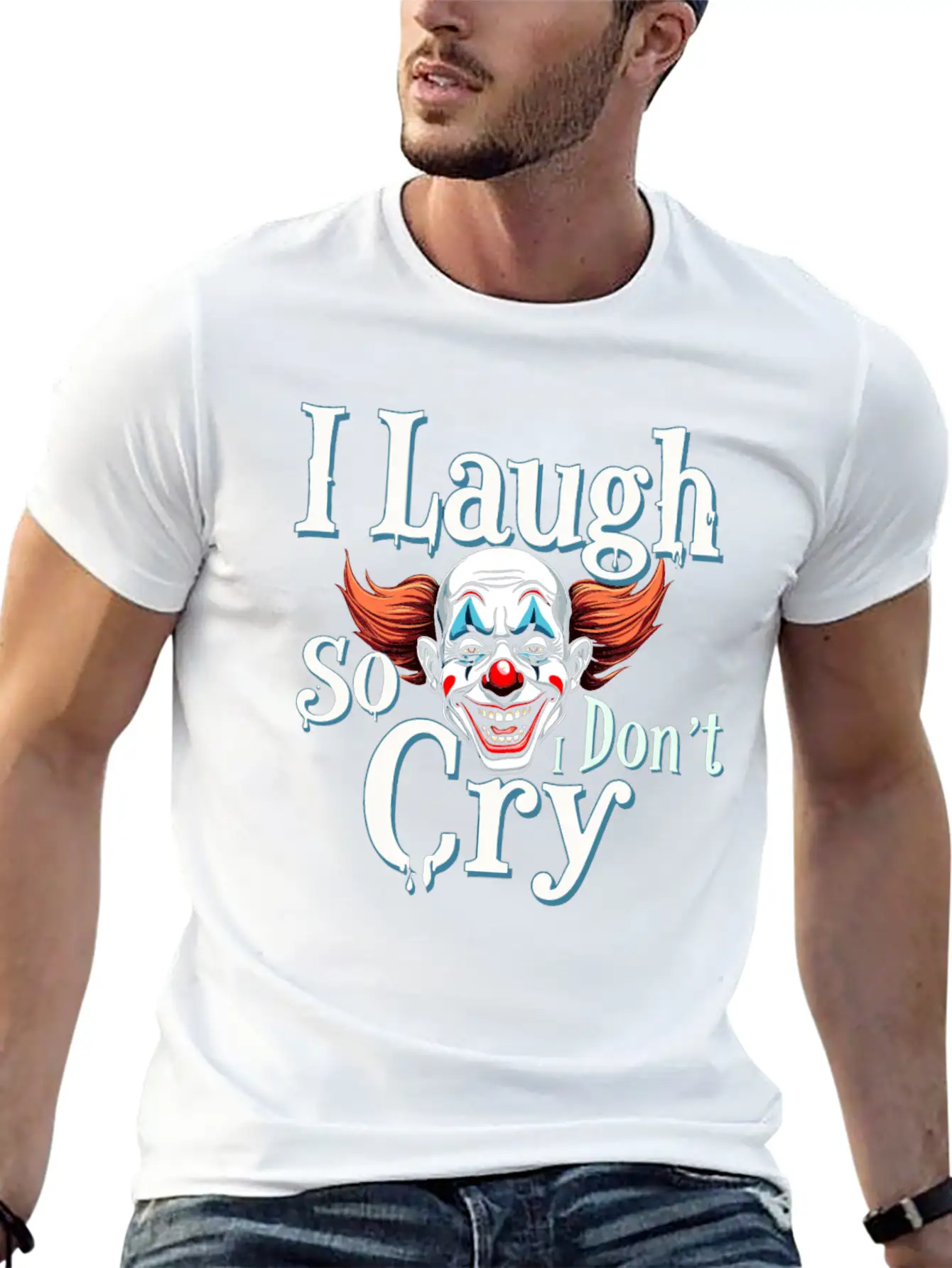 Melancholic Sad Clown Emotional Art Exploring Comfortable Minimalist Graphic Tee – Summer Style Essential