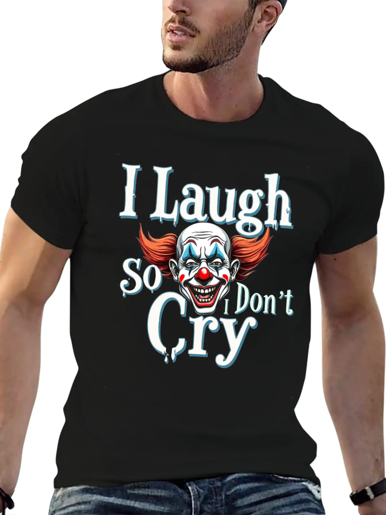 Melancholic Sad Clown Emotional Art Exploring Comfortable Minimalist Graphic Tee – Summer Style Essential