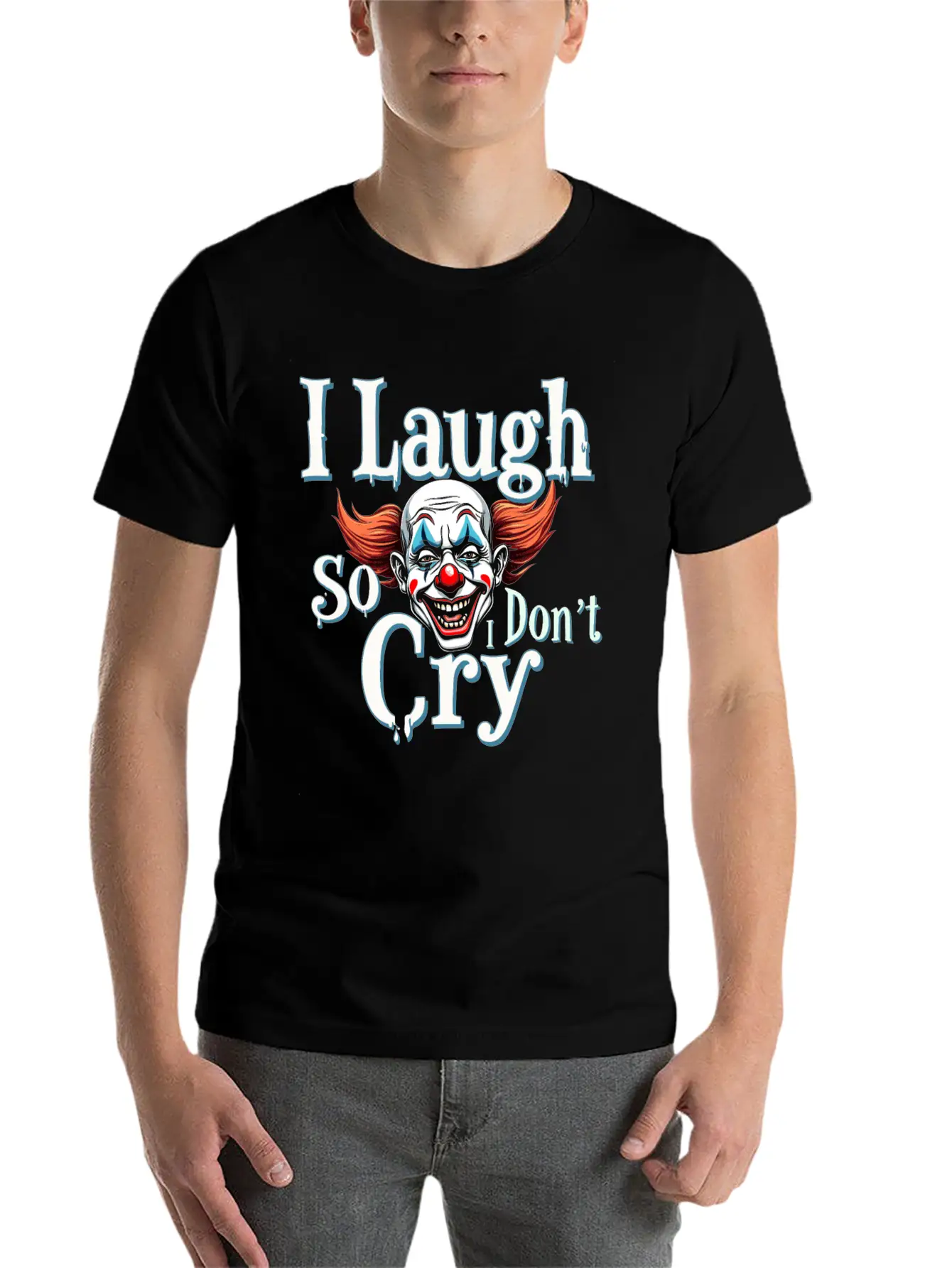 Melancholic Sad Clown Emotional Art Exploring Comfortable Minimalist Graphic Tee – Summer Style Essential