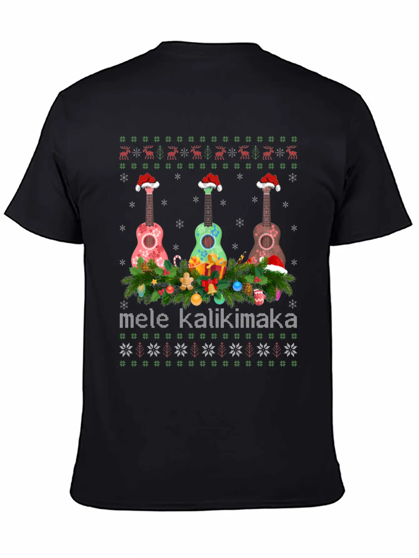 Mele Kalikimaka Ukulele Guitar Ugly Ukulele Basic Graphic T-Shirt – Daily Comfort In Soft Cotton