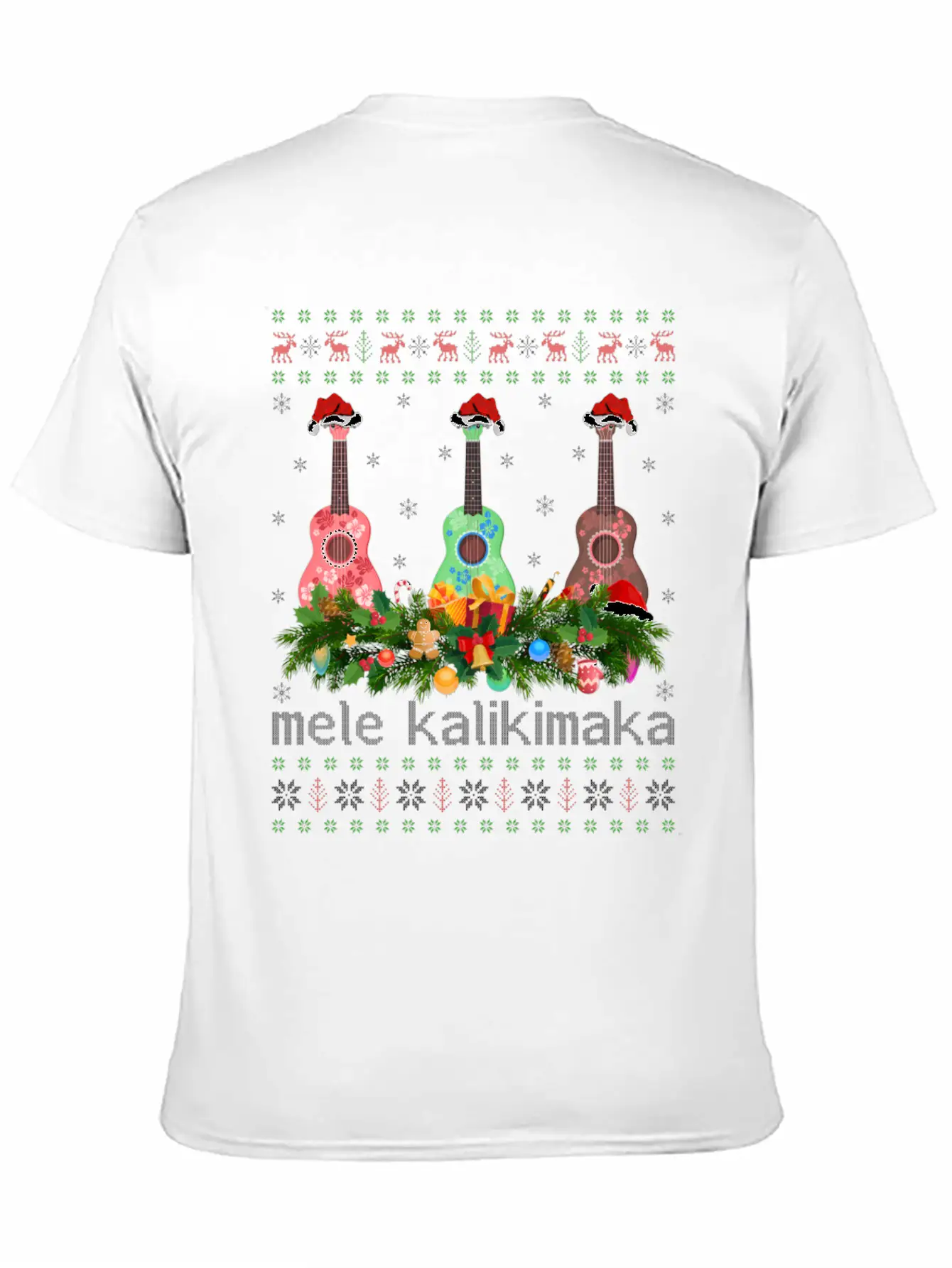 Mele Kalikimaka Ukulele Guitar Ugly Ukulele Basic Graphic T-Shirt – Daily Comfort In Soft Cotton