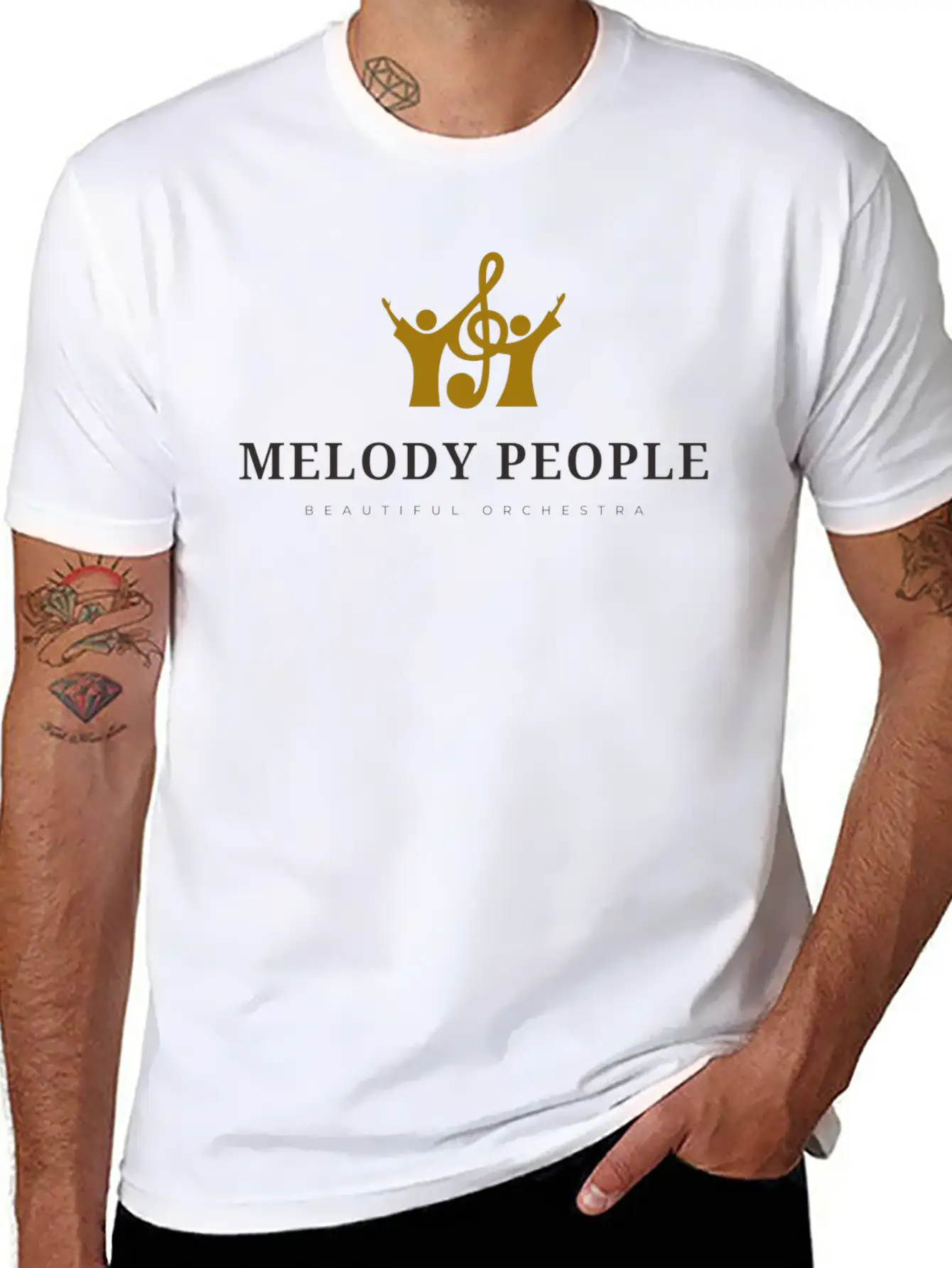 Melody People Beautiful Orchestra Unisex Short Sleeve Soft Cotton T-Shirt – Casual Everyday Wear