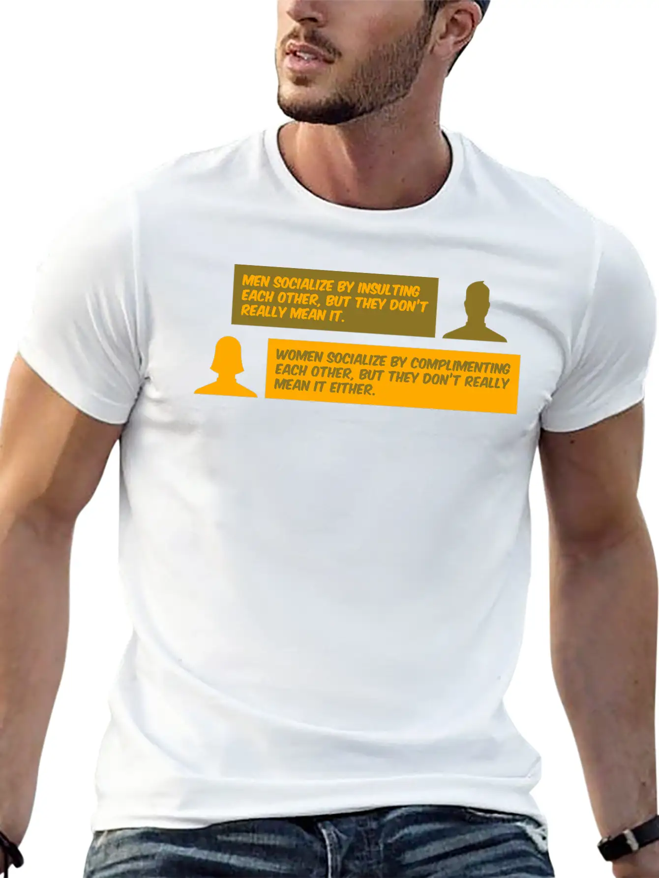 Men Vs. Women Insulting & Complimenting Each Other Basic Graphic T-Shirt – Daily Comfort In Soft Cotton