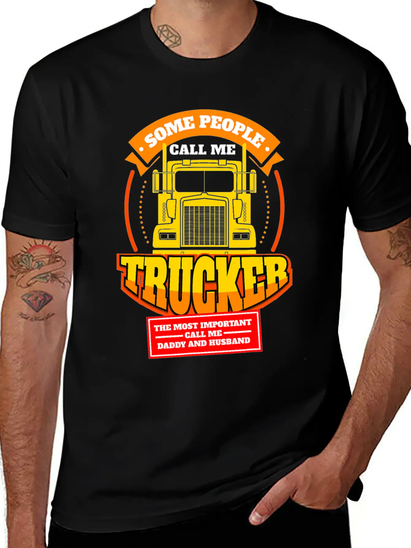 Mens Call Me Trucker Daddy Husband Truck Driver Essential Unisex Summer Tee – Soft Cotton Casual Fit