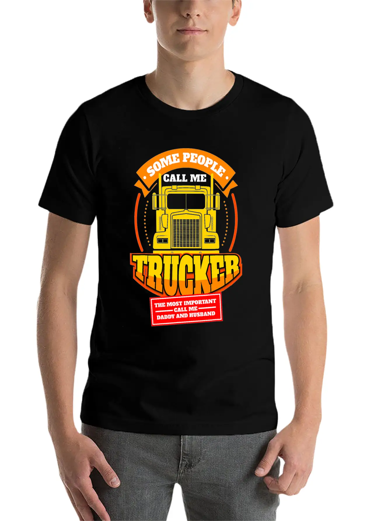 Mens Call Me Trucker Daddy Husband Truck Driver Essential Unisex Summer Tee – Soft Cotton Casual Fit