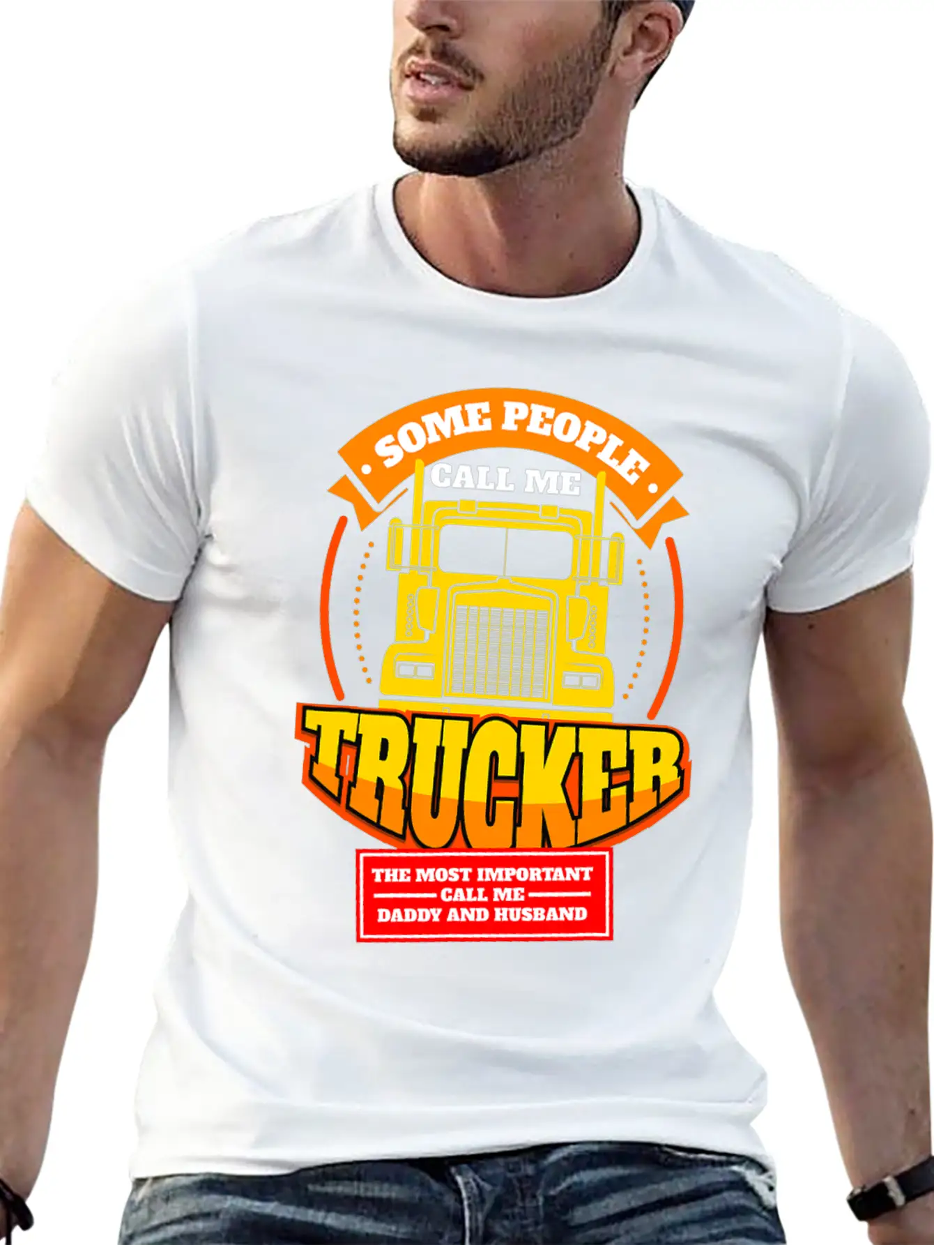 Mens Call Me Trucker Daddy Husband Truck Driver Essential Unisex Summer Tee – Soft Cotton Casual Fit