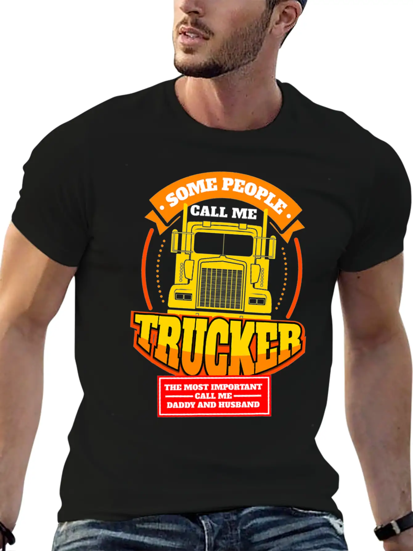 Mens Call Me Trucker Daddy Husband Truck Driver Essential Unisex Summer Tee – Soft Cotton Casual Fit