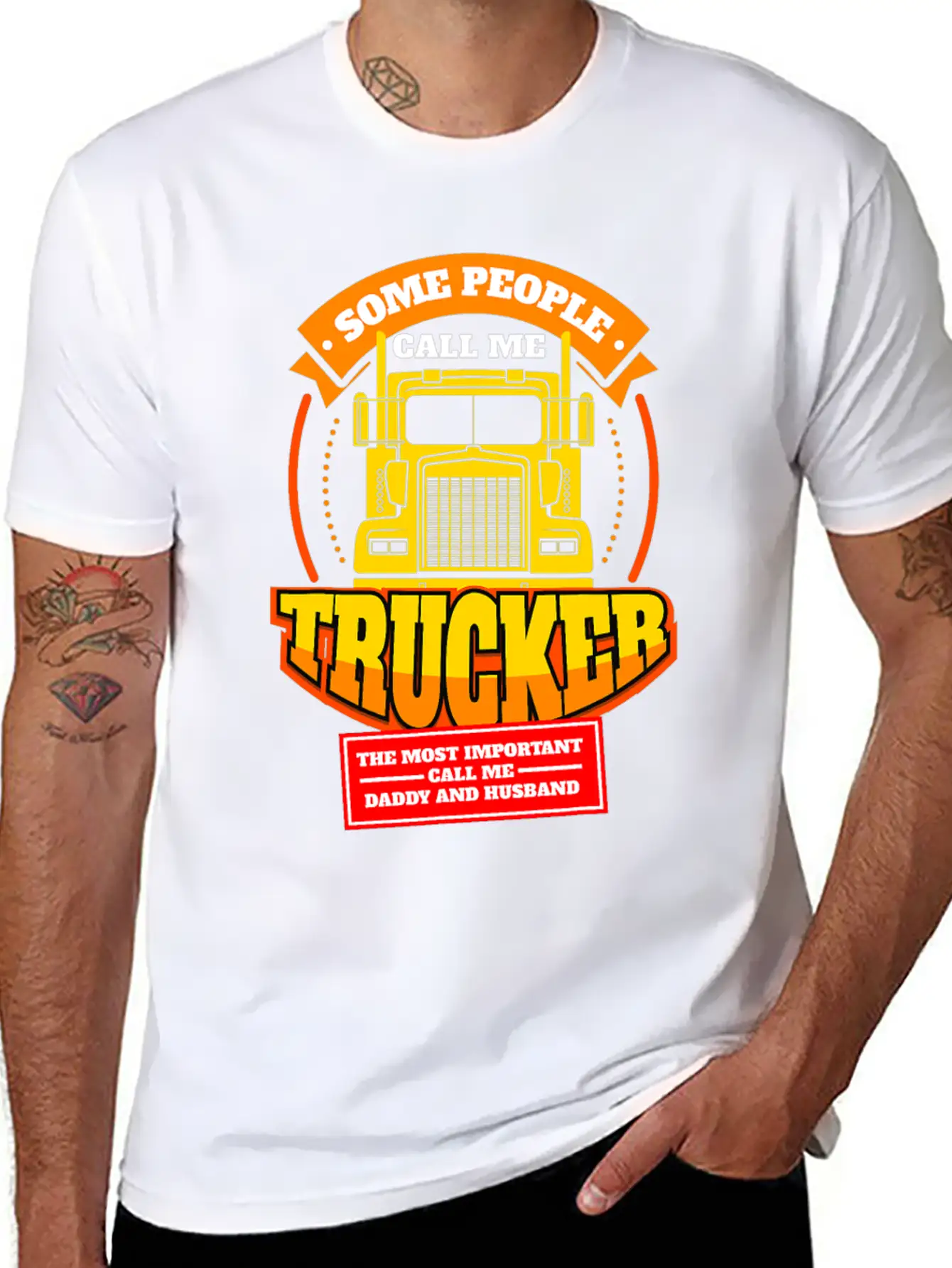 Mens Call Me Trucker Daddy Husband Truck Driver Essential Unisex Summer Tee – Soft Cotton Casual Fit