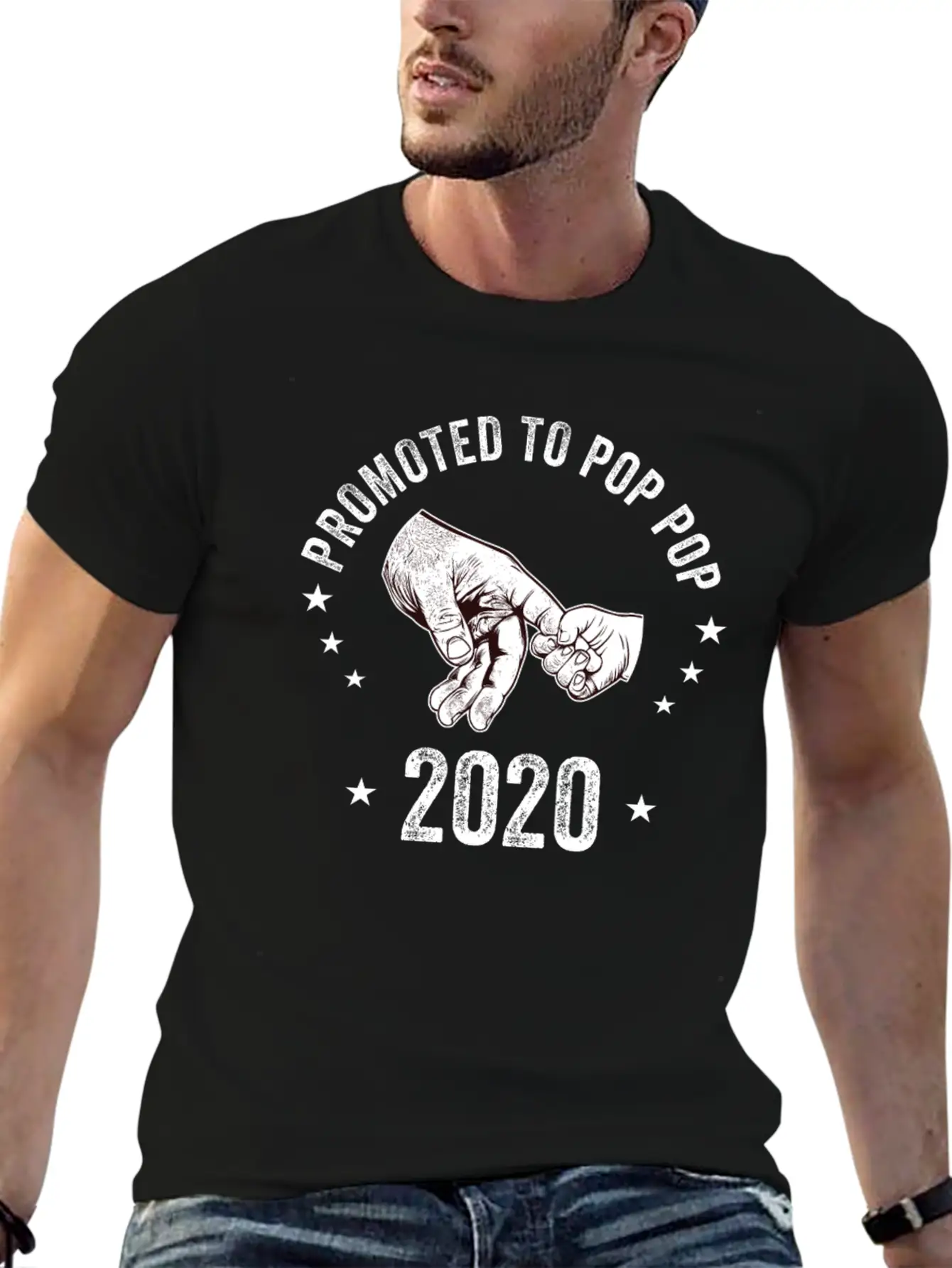 Mens New Pop Pop - Promoted To Pop Pop 2020 Unisex Short Sleeve Soft Cotton T-Shirt – Casual Everyday Wear