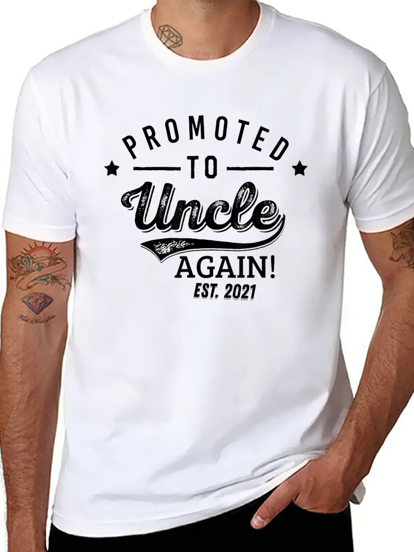 Mens Promoted To Uncle Again 2021 Soon To Be Unisex Short Sleeve Soft Cotton T-Shirt – Casual Everyday Wear