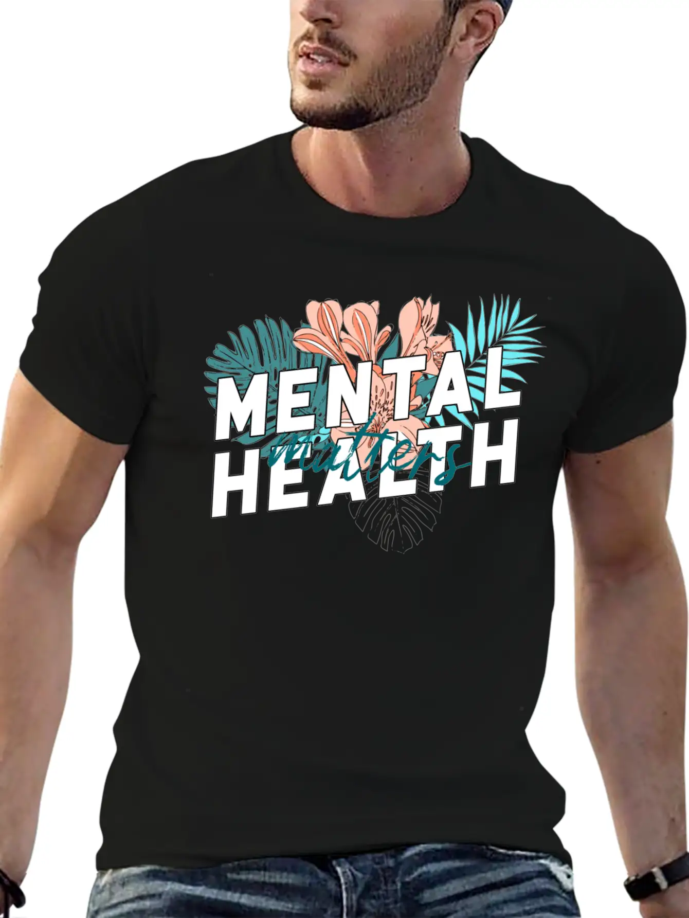 Mental Health Matters Flower Unisex Short Sleeve Soft Cotton T-Shirt – Casual Everyday Wear