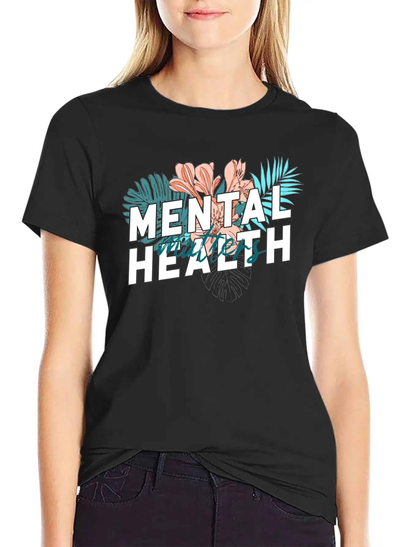 Mental Health Matters Flower Unisex Short Sleeve Soft Cotton T-Shirt – Casual Everyday Wear