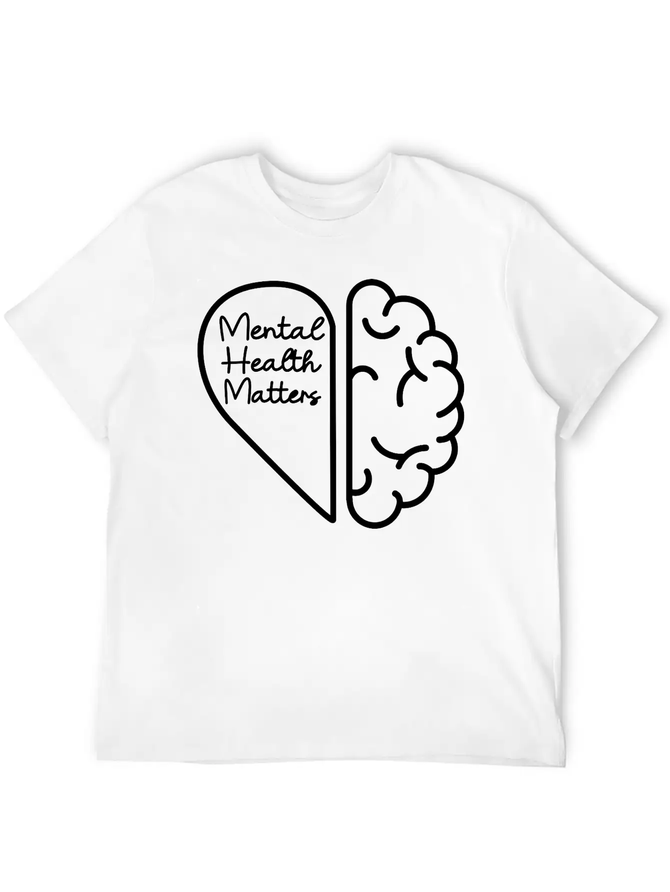 Mental Health Matters - Half Brain Half Heart Stylish Everyday T-Shirt – Unisex Basic Cotton Tee